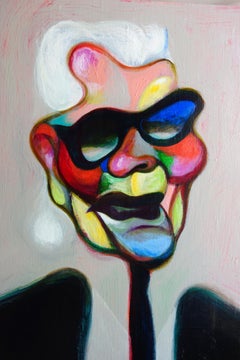 Karl Lagerfeld . Painting Portrait Chanel Acrylic Couturier Colorful Face Star