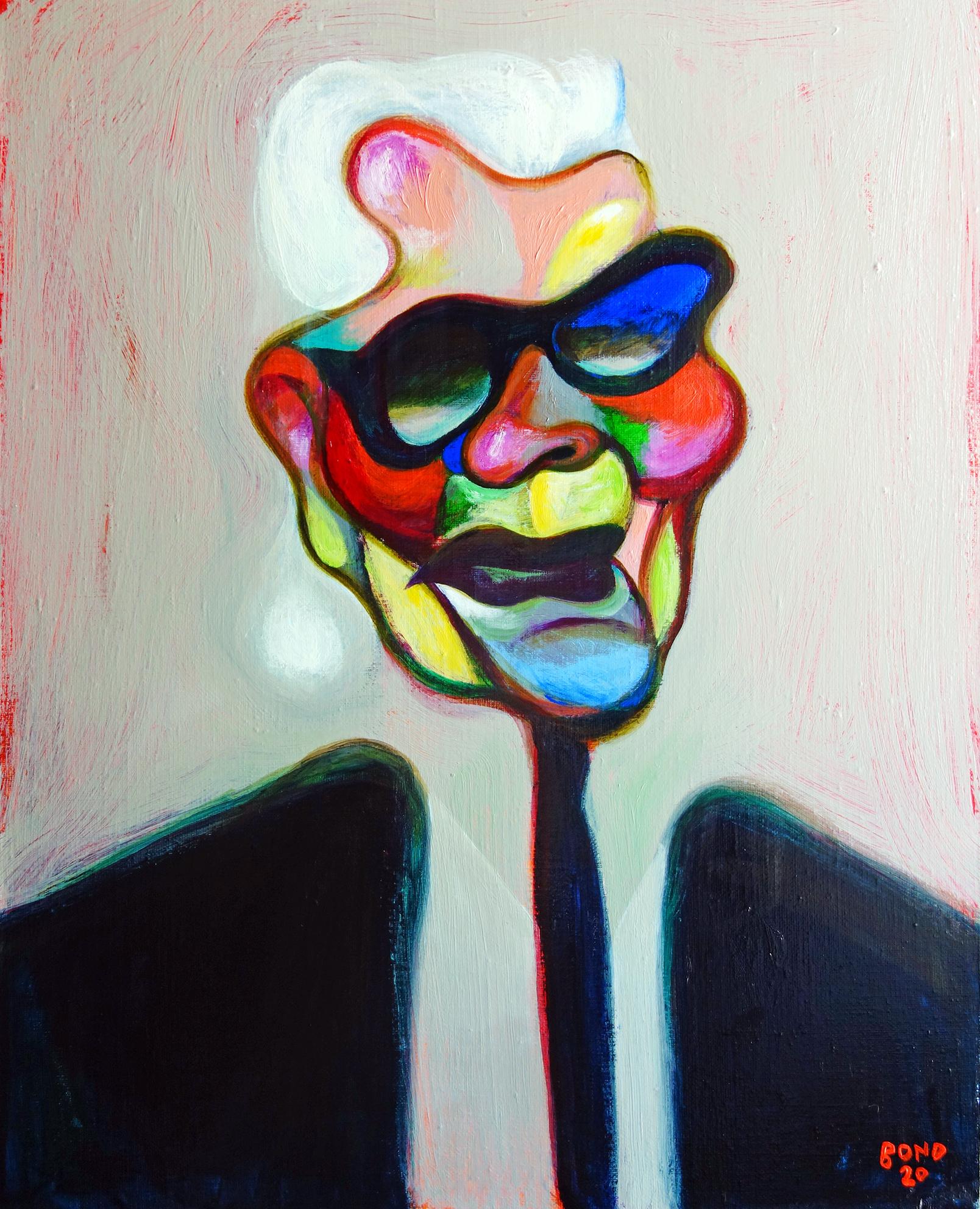 Sergey Bondarev Figurative Painting - Karl Lagerfeld . Painting Portrait Chanel Acrylic Couturier Colorful Face Star