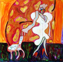 Lady in White Dress . Acrylic Canvas Color Modern Bondarev 2021