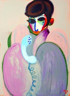 Lisa Minnelli 1 . Portrait Painting Interior Lady Colorful Face Star Modern