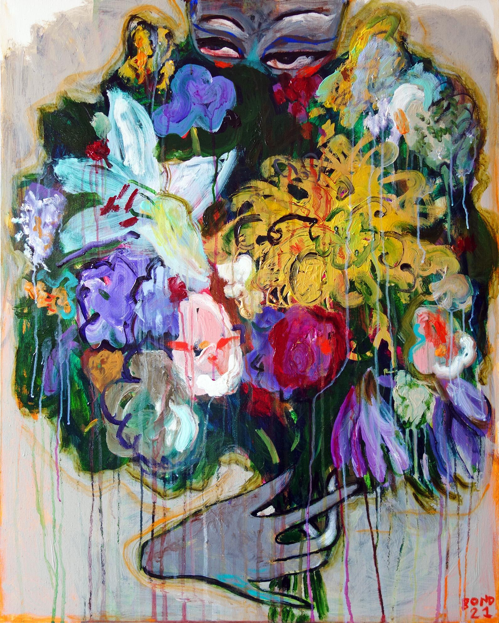 Sergey Bondarev Still-Life Painting - Paint me with Flowers . Acrylic Canvas Color Floral Contemporary Bondarev 2021