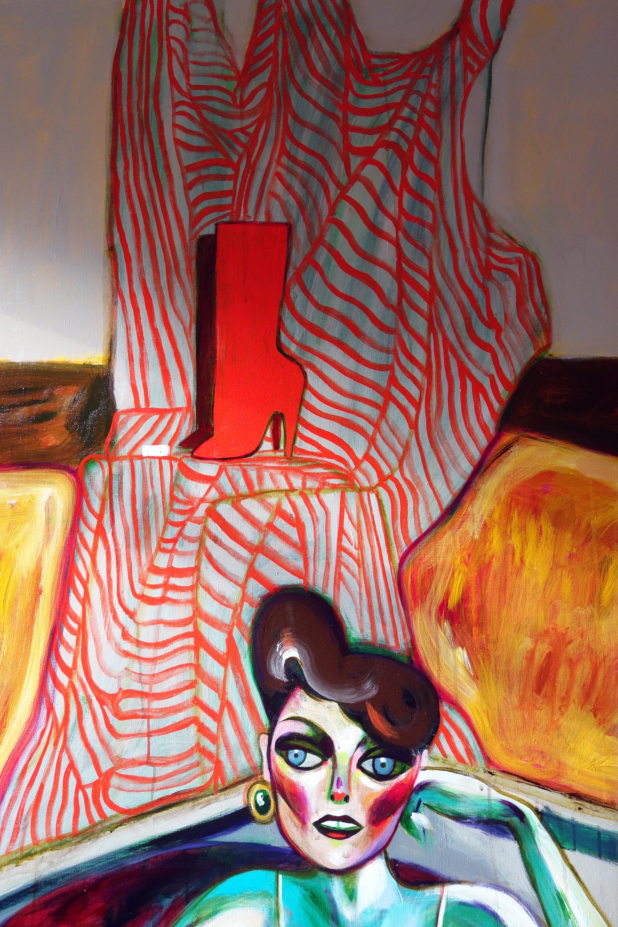 Shop window . Decorative Acrylic on Canvas Color Red Orange Modern 2020 Bondarev For Sale 3