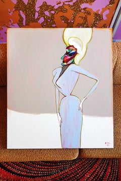 Star of your time . Portrait Acrylic Diva Impression Purple Lilac Lady