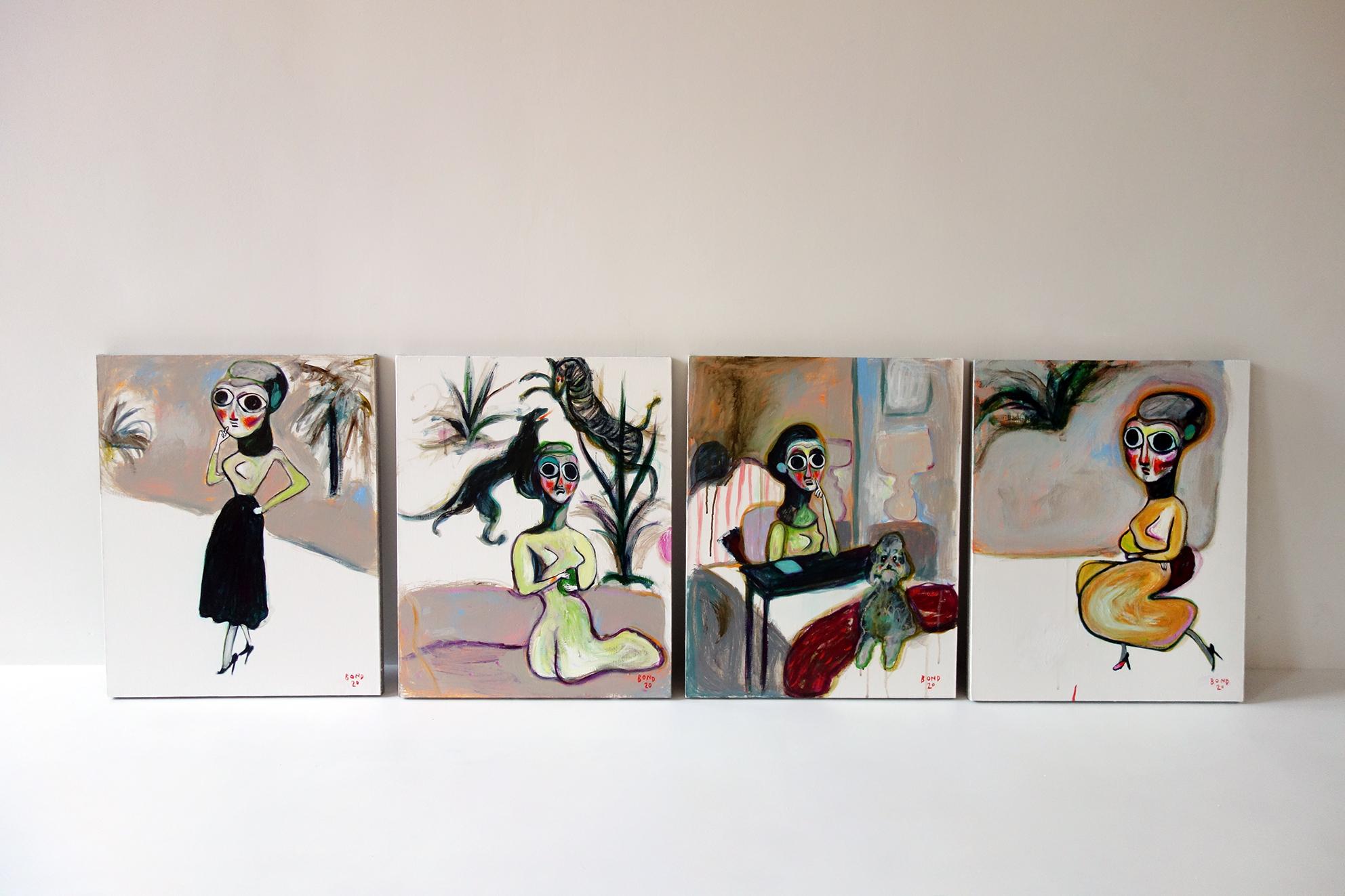 Sumerian evenings 1 . Portrait Painting Acrylic Black Colorful Face Lady Canvas For Sale 3