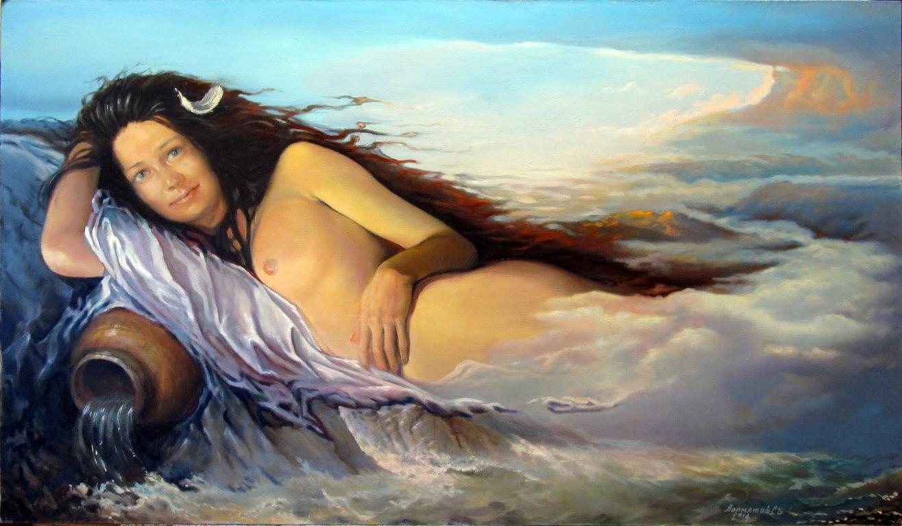 "Acuario" Pintura al óleo 31,5" x 51" pulgadas por Sergey Dolmatov