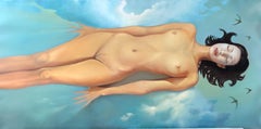 "Cloud" Figurative Nude Oil Painting 47" x 24" inch by Sergey Dolmatov