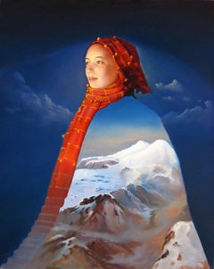 "Con pensamientos sobre..." Pintura al óleo 39" x 31" pulgadas por Sergey Dolmatov