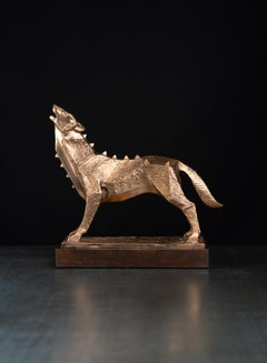 Golden wolf. Llimited edition: ЕА 2-3. Sculpture by Sergey Oganov. Bronze