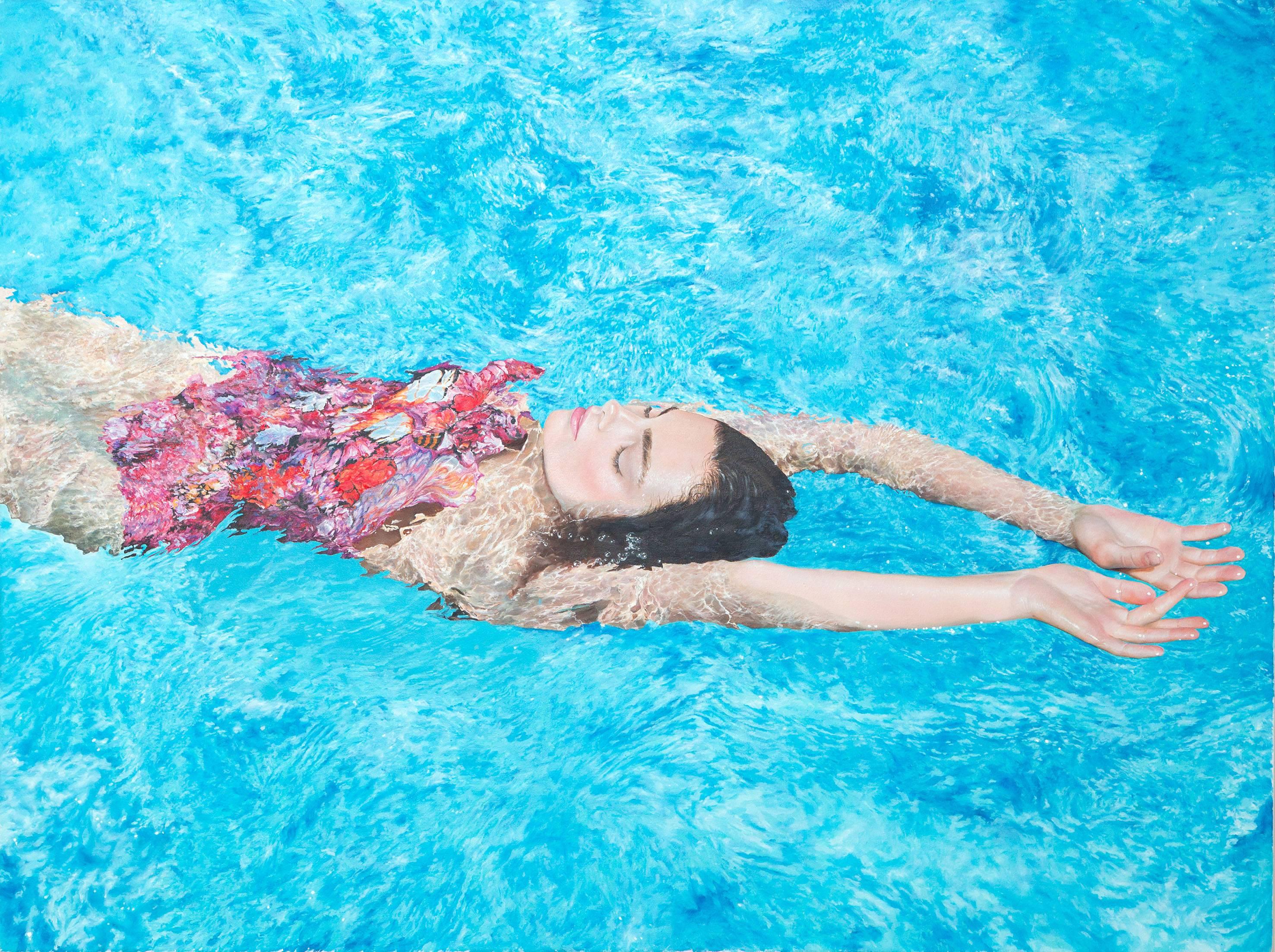 Sergey Piskunov Nude Painting - Girl In Floral Swimsuit