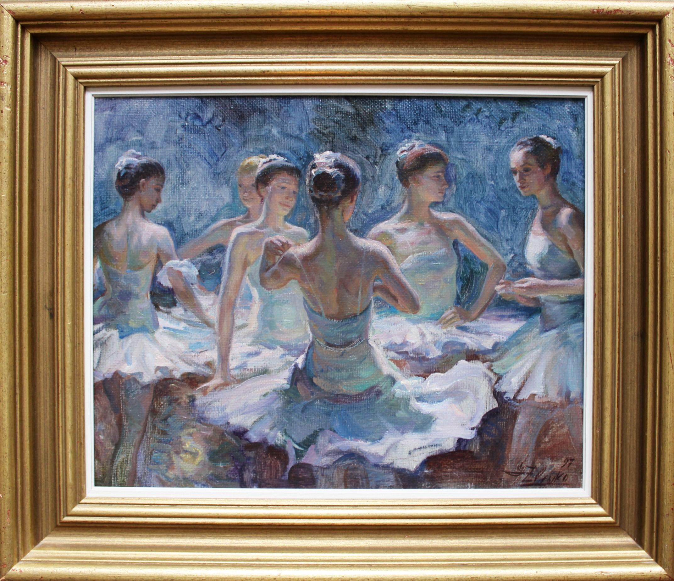 Ballerinas, Pappe/Öl, 33x41 cm, 1997 – Painting von Sergey Zlenko