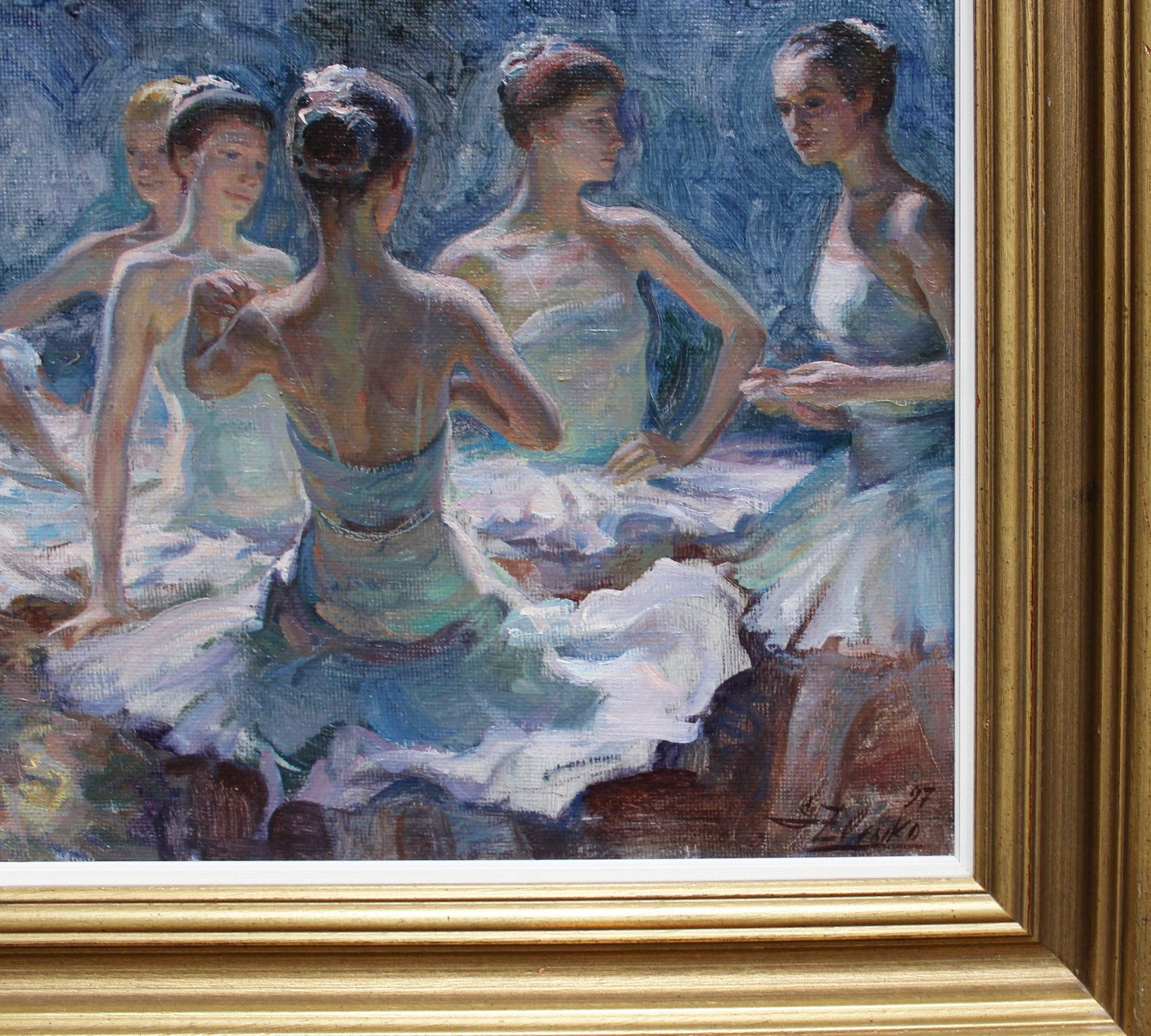 Ballerinas, Pappe/Öl, 33x41 cm, 1997 (Realismus), Painting, von Sergey Zlenko