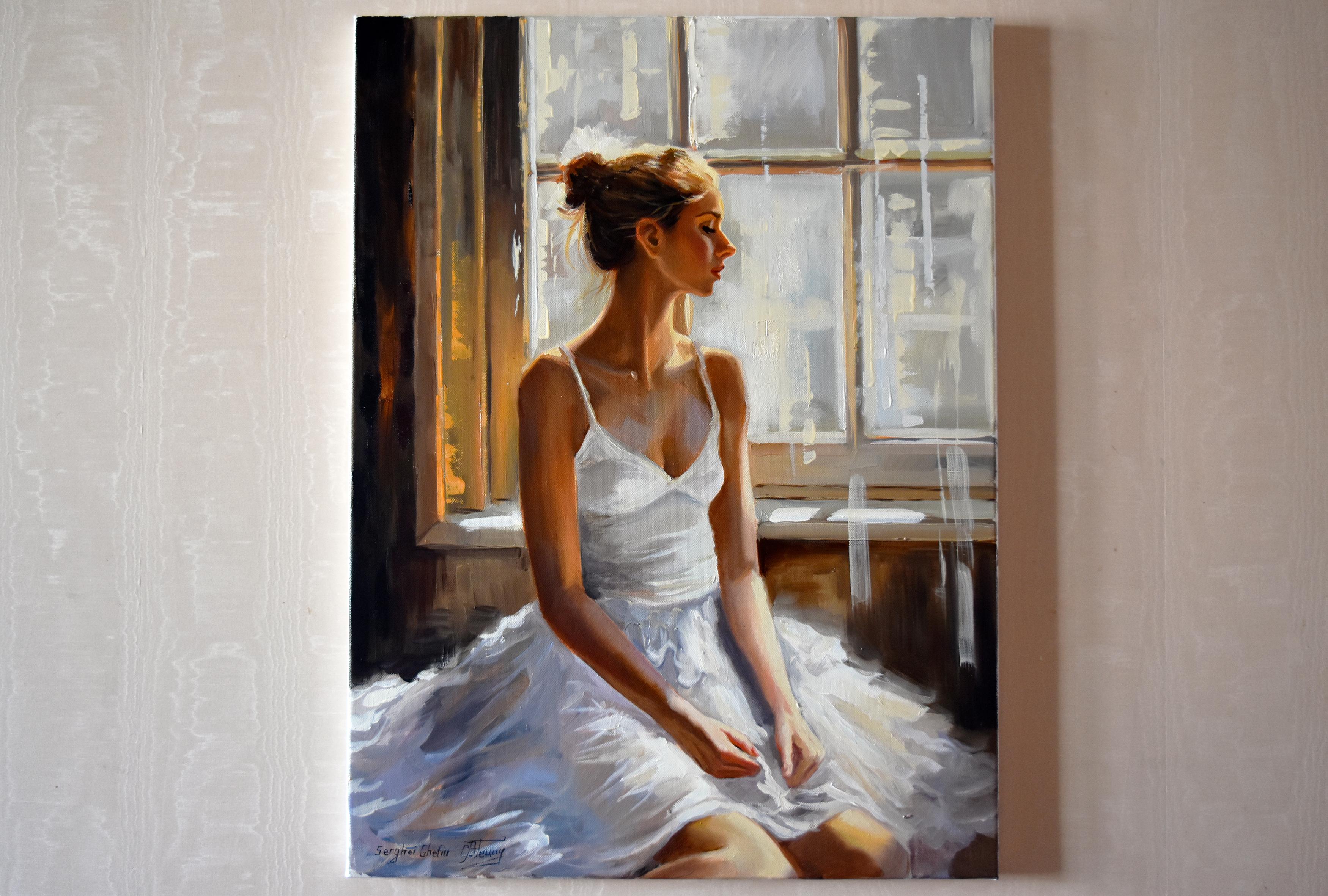 Una ballerina alla finestra - Painting di Serghei Ghetiu