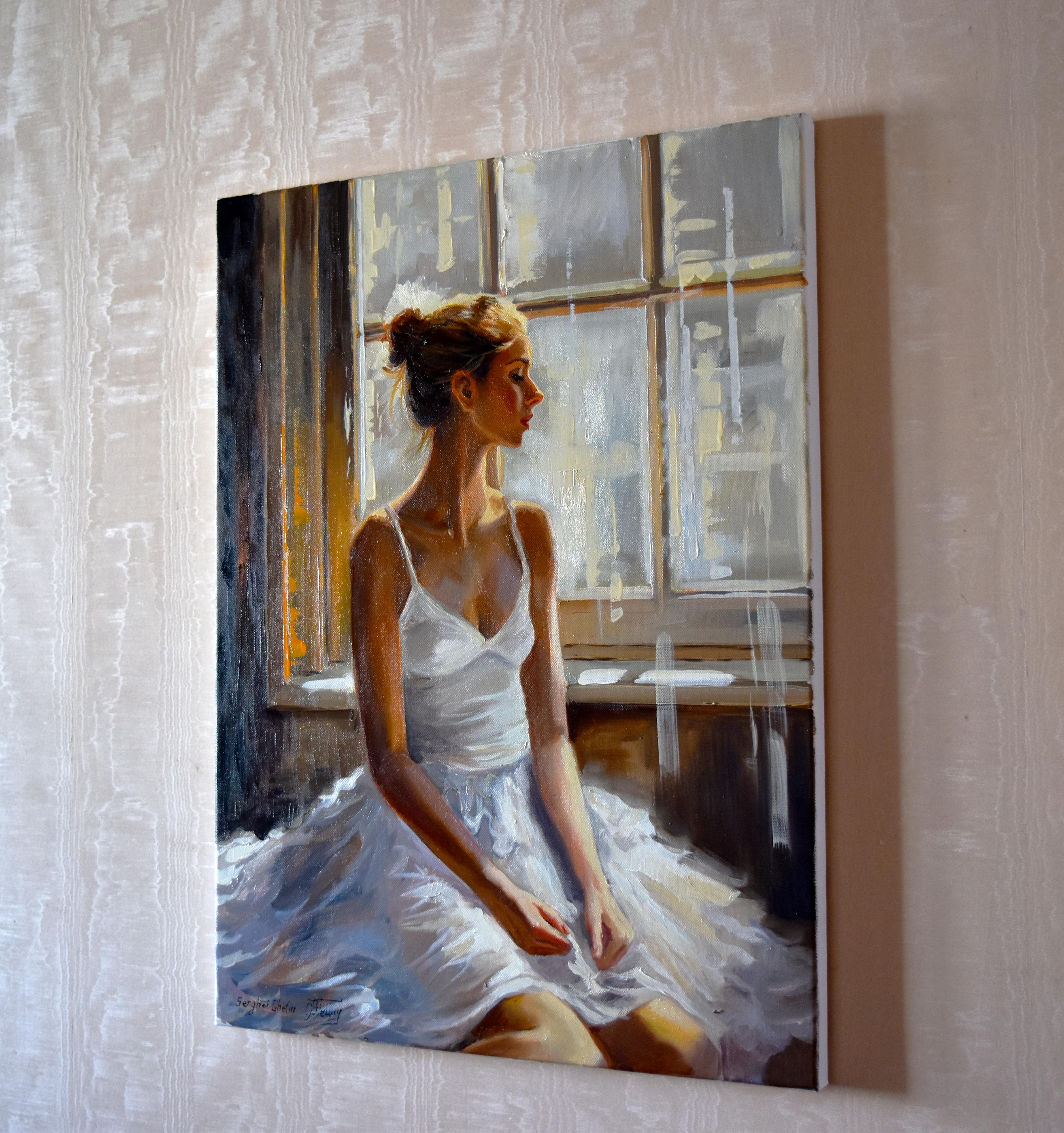 Una ballerina alla finestra - Painting Impressionismo di Serghei Ghetiu