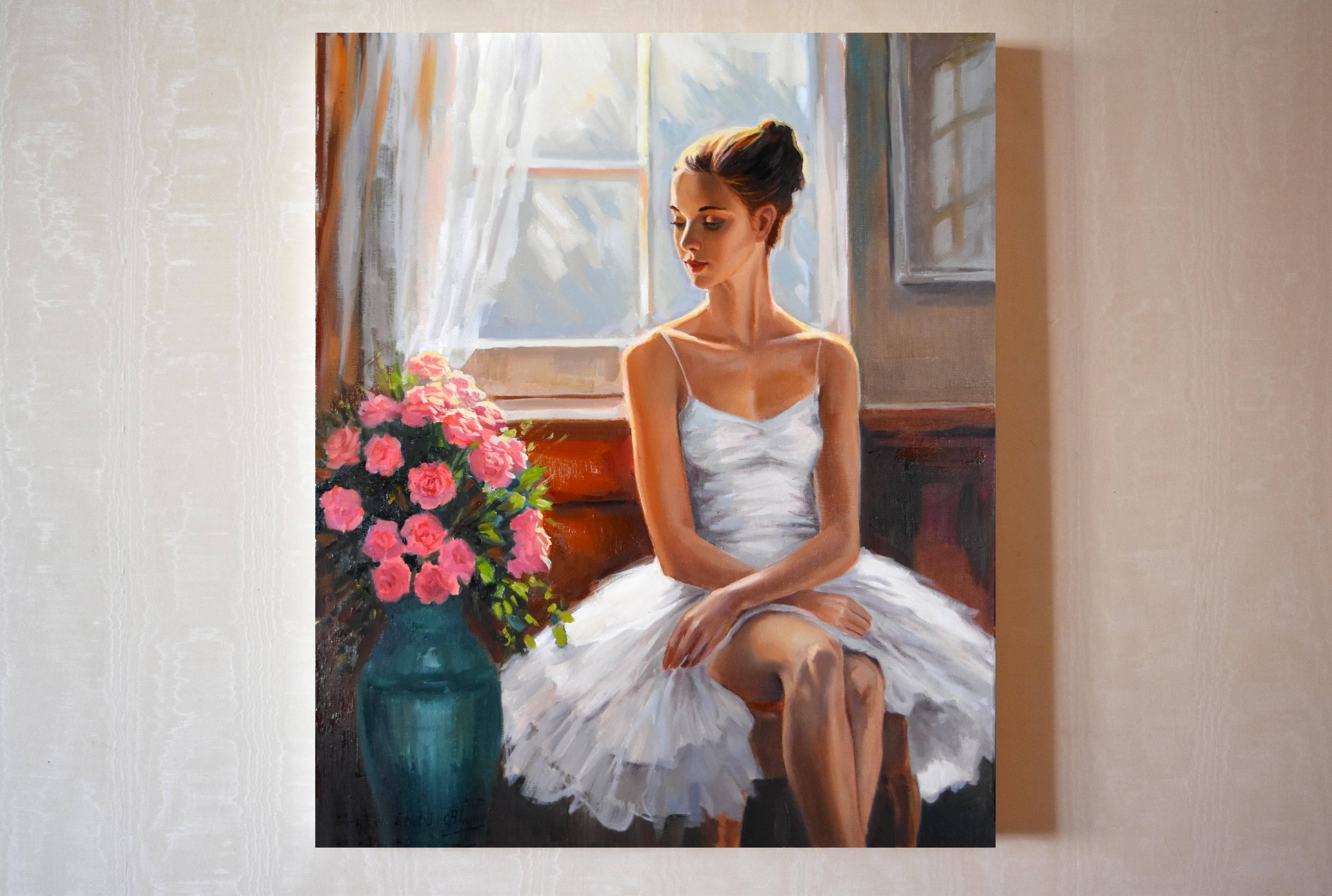 Una ballerina alla finestra II - Painting Realismo di Serghei Ghetiu
