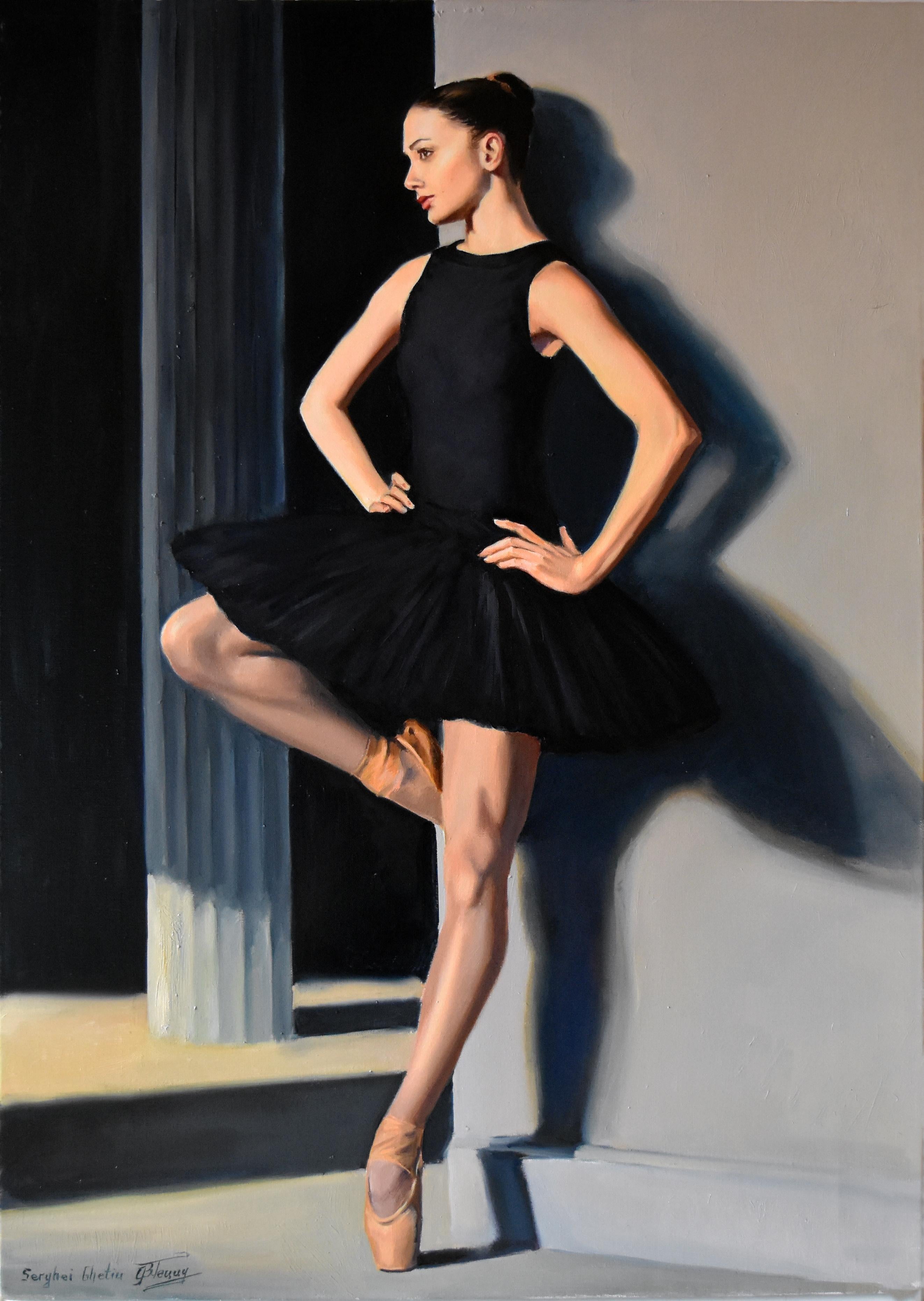 Figurative Painting di Serghei Ghetiu - Un cigno nero ballerino