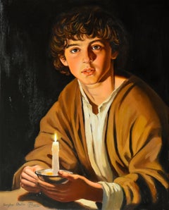 Un ragazzo con una candela