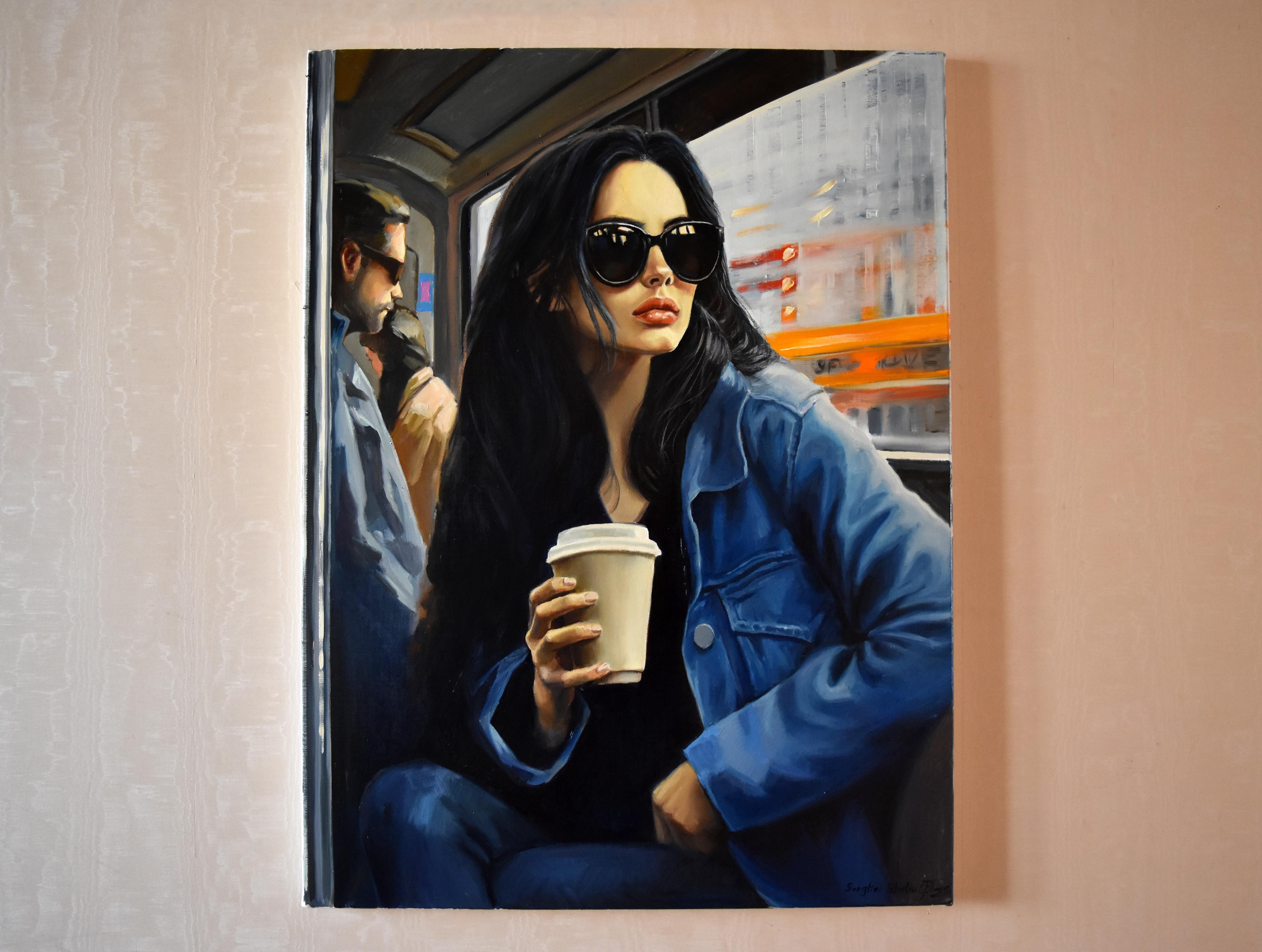 A cup of coffee for a good start - Realist Painting by Serghei Ghetiu