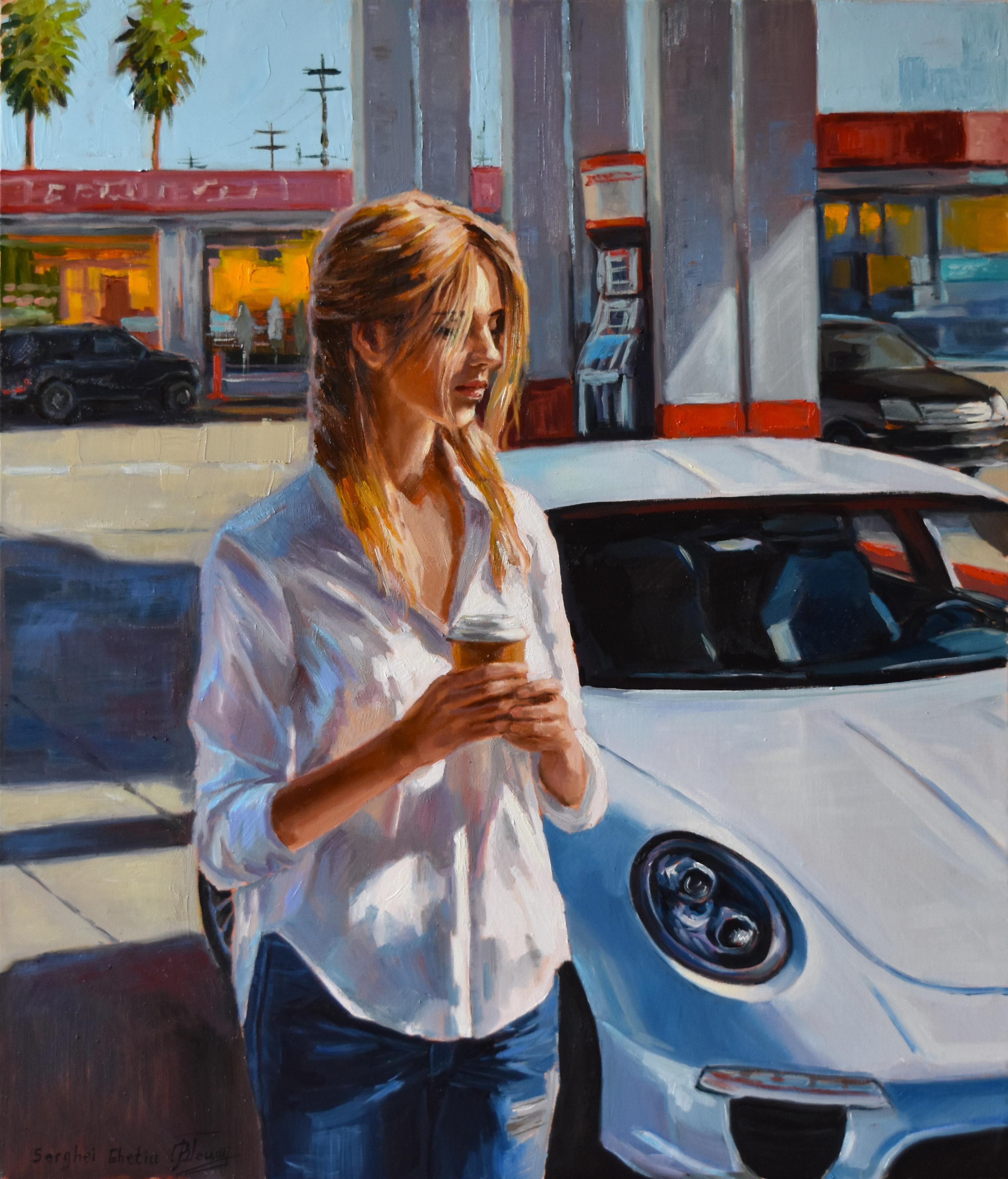 Serghei Ghetiu Figurative Painting - A cup of coffee for a good start II