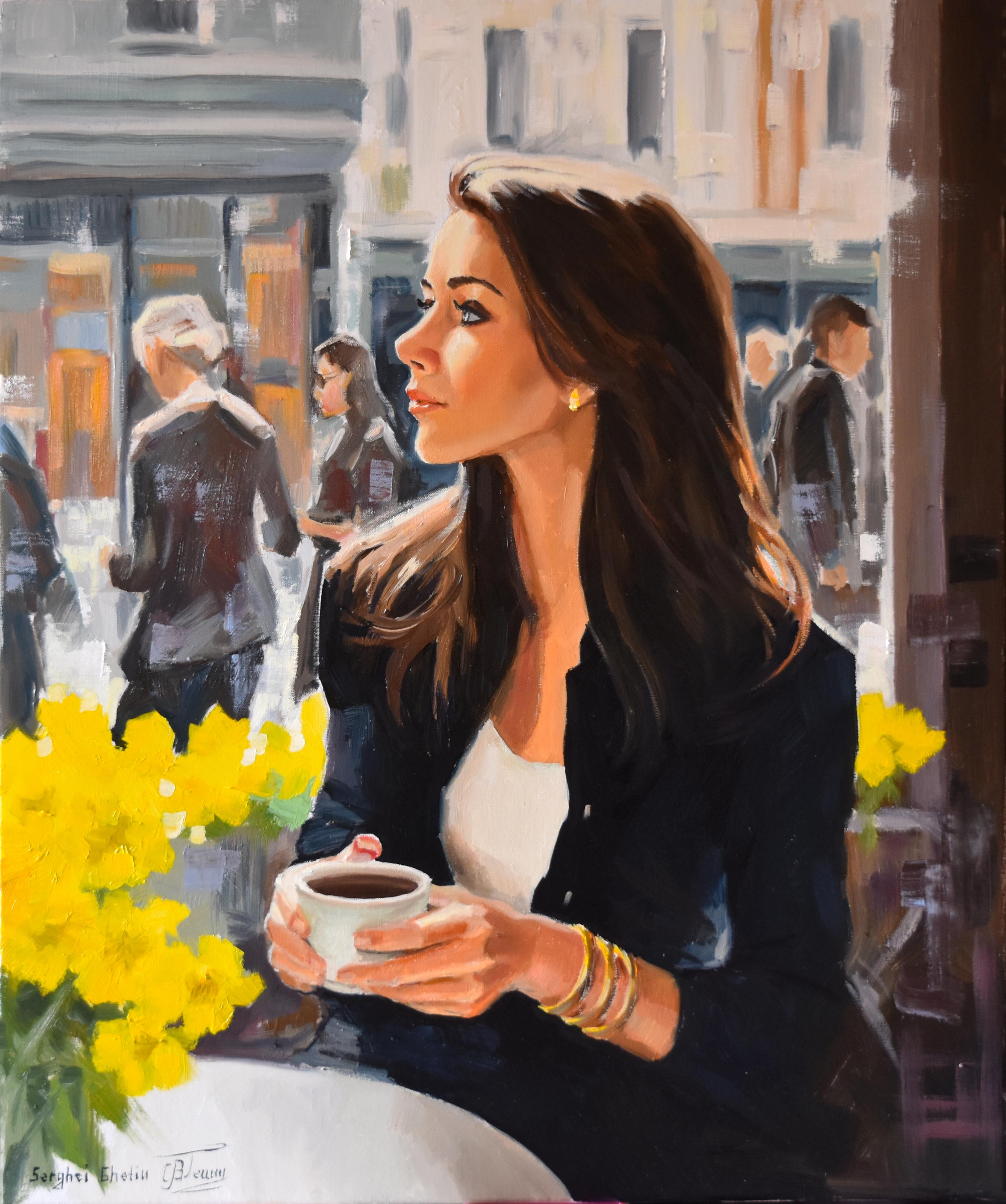 Figurative Painting de Serghei Ghetiu - Una taza de café para empezar bien III
