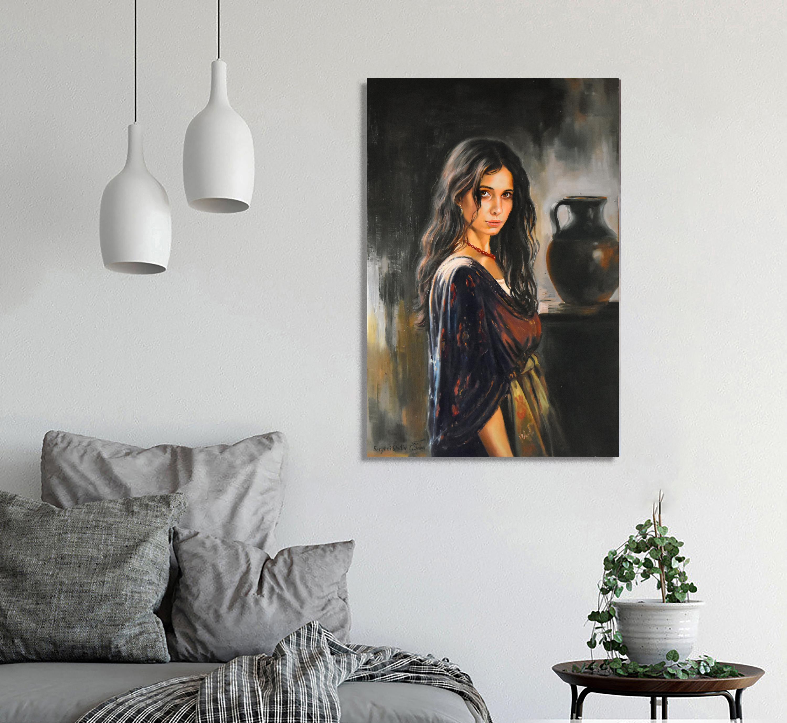 Eine Zigeunerin – Painting von Serghei Ghetiu