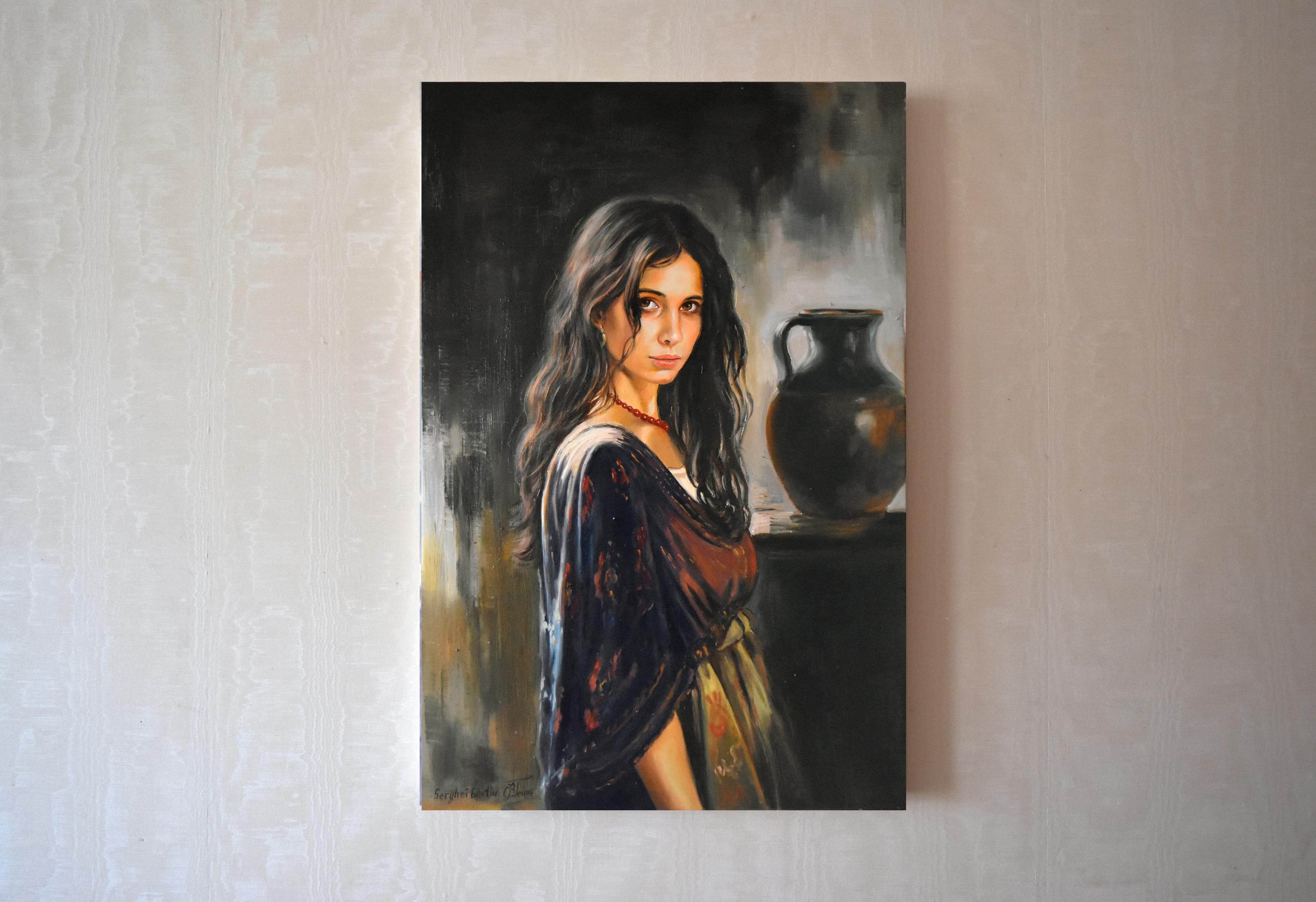 Eine Zigeunerin (Realismus), Painting, von Serghei Ghetiu