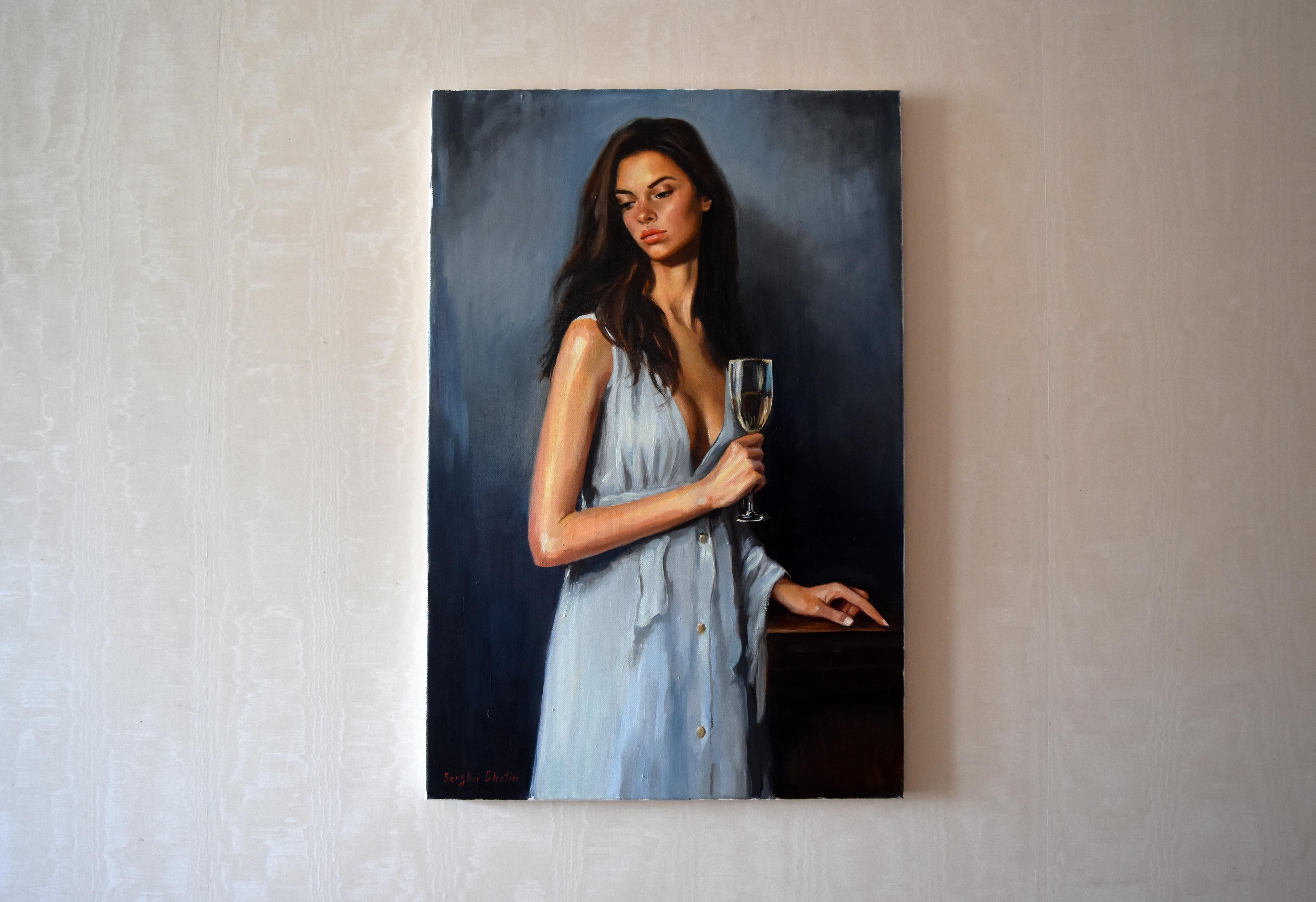 Un ritratto con il vino - Painting di Serghei Ghetiu