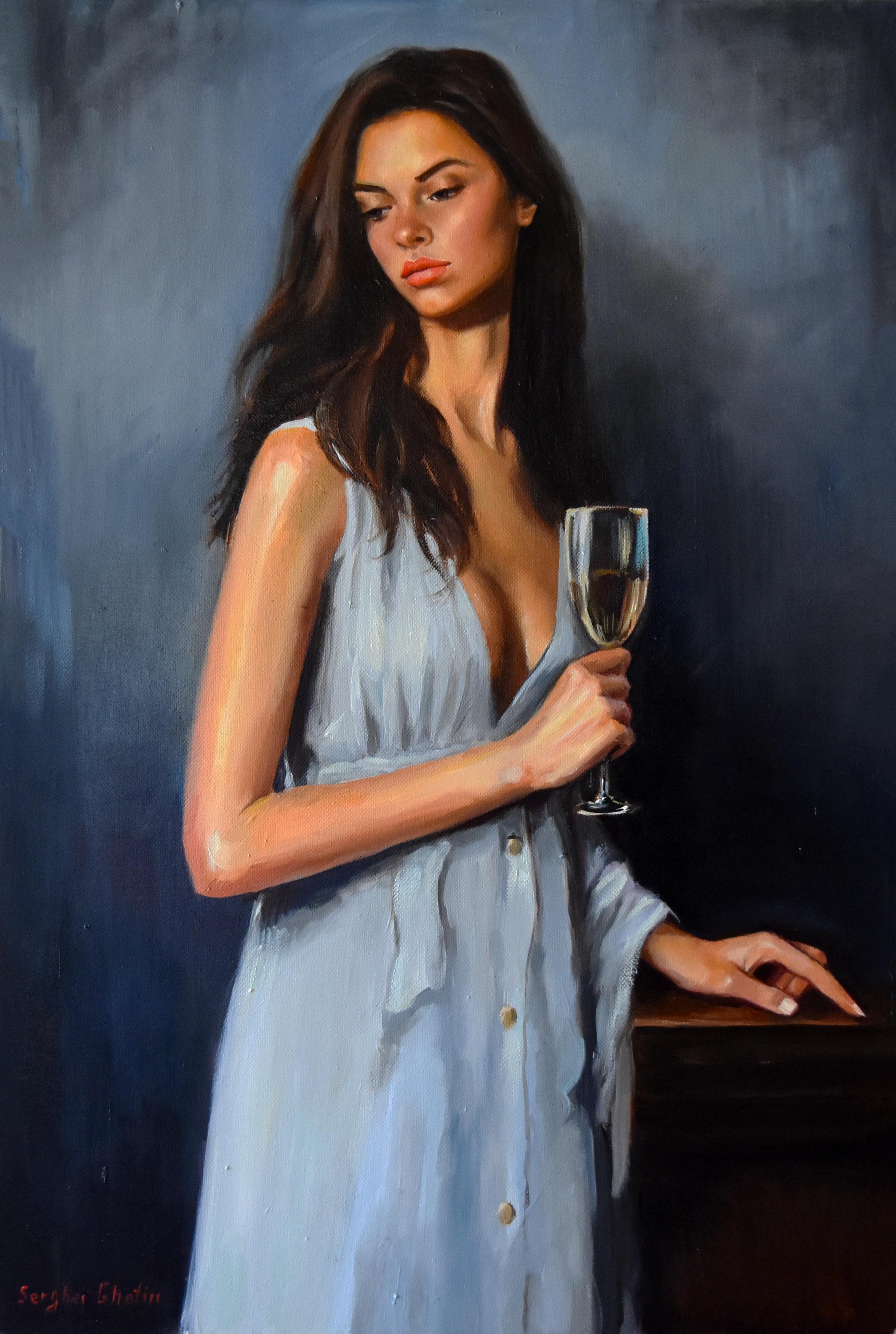 Figurative Painting di Serghei Ghetiu - Un ritratto con il vino