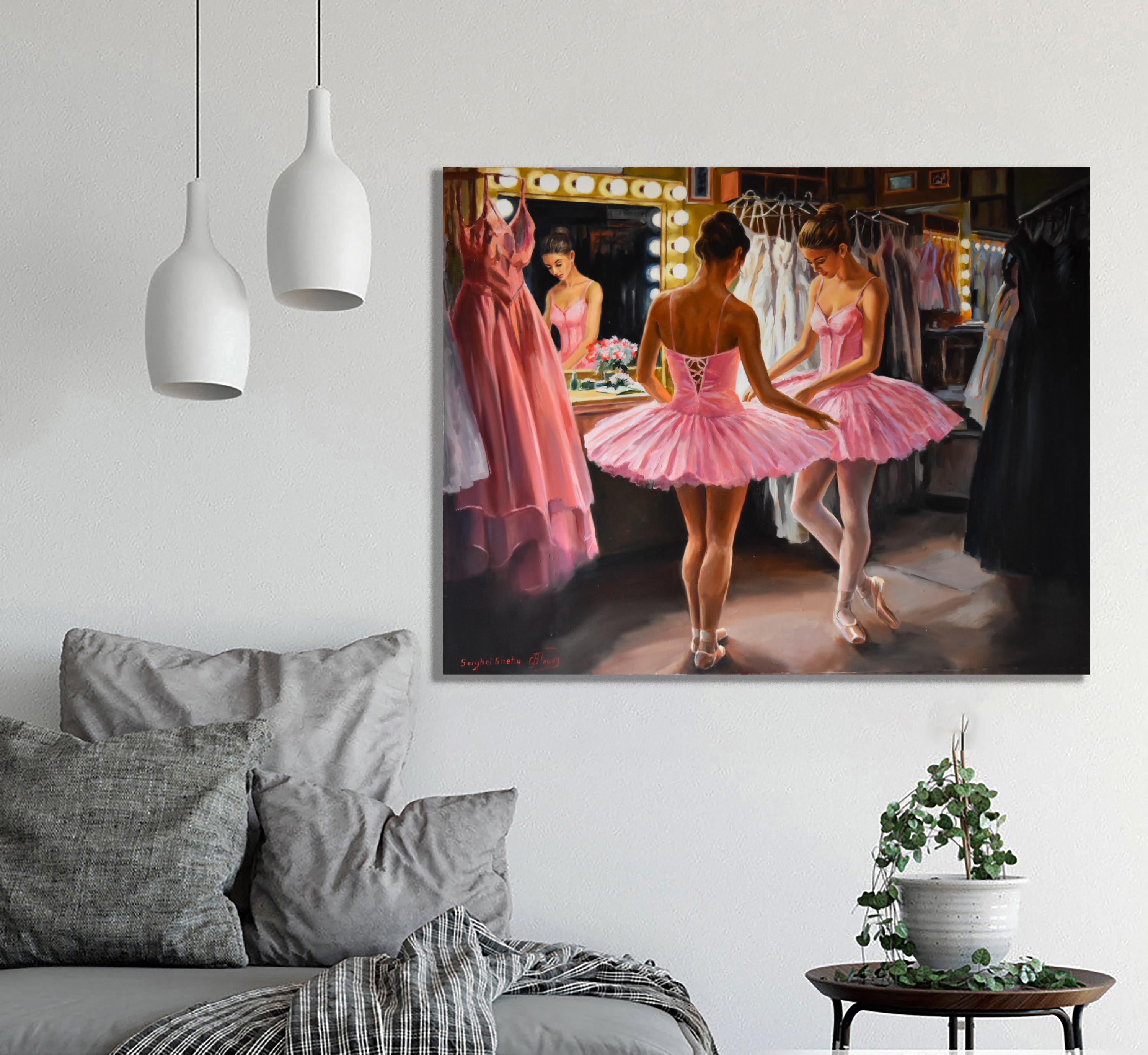 Ballerinas in der Garderobe – Painting von Serghei Ghetiu