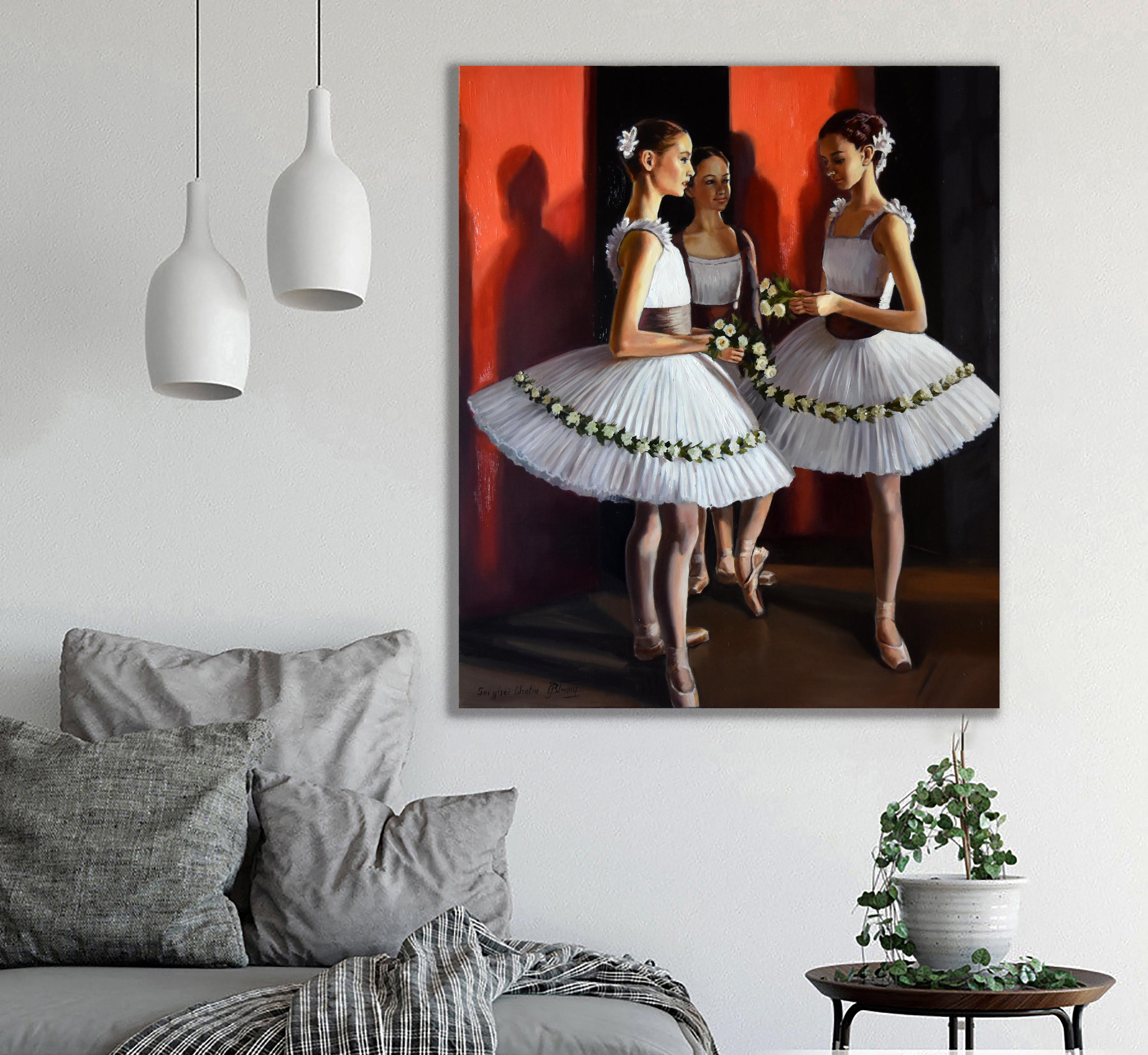 Ballerinas: Hinter den Kulissen – Painting von Serghei Ghetiu