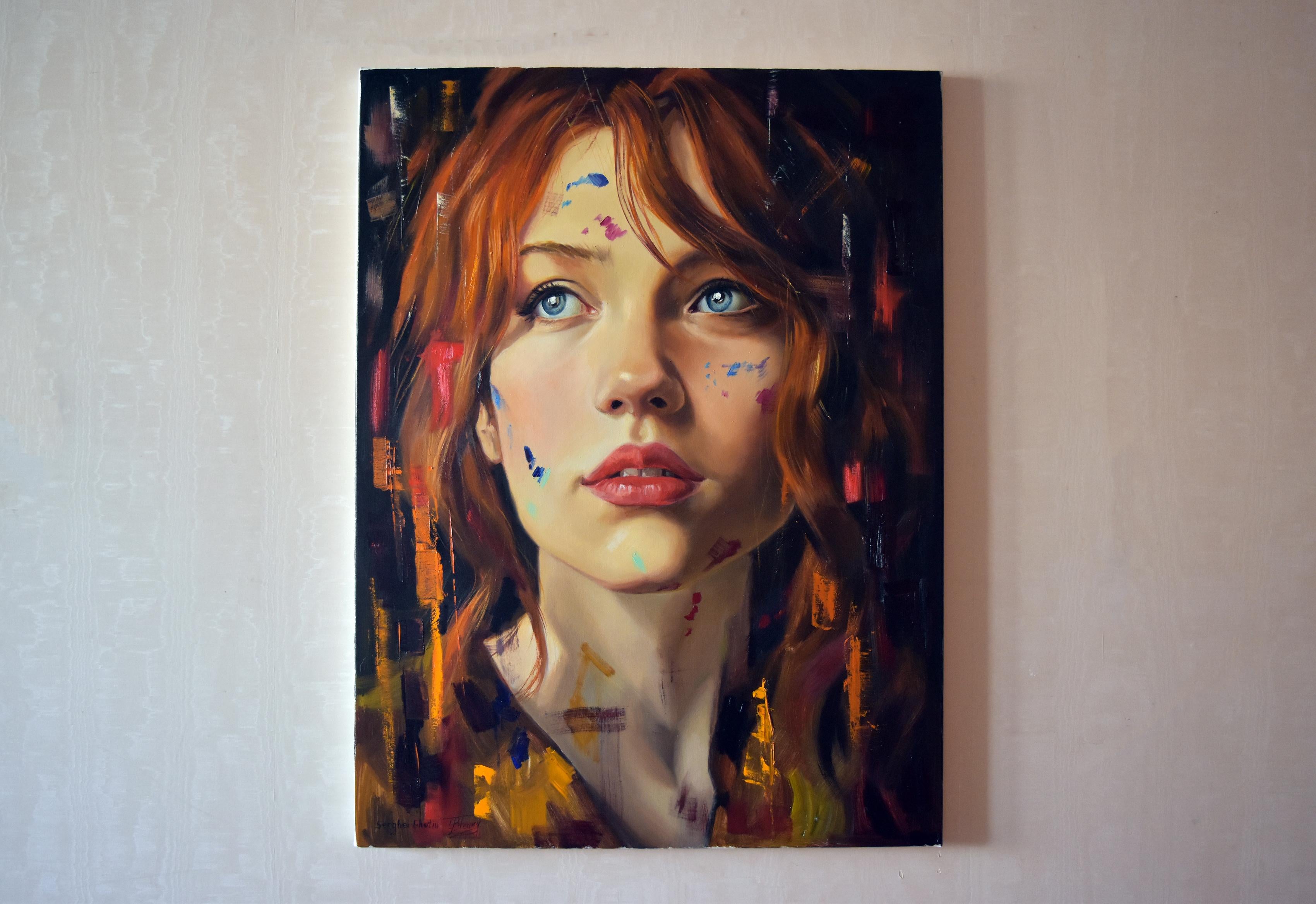 Zeitgenössisches Frauenporträt (Impressionismus), Painting, von Serghei Ghetiu