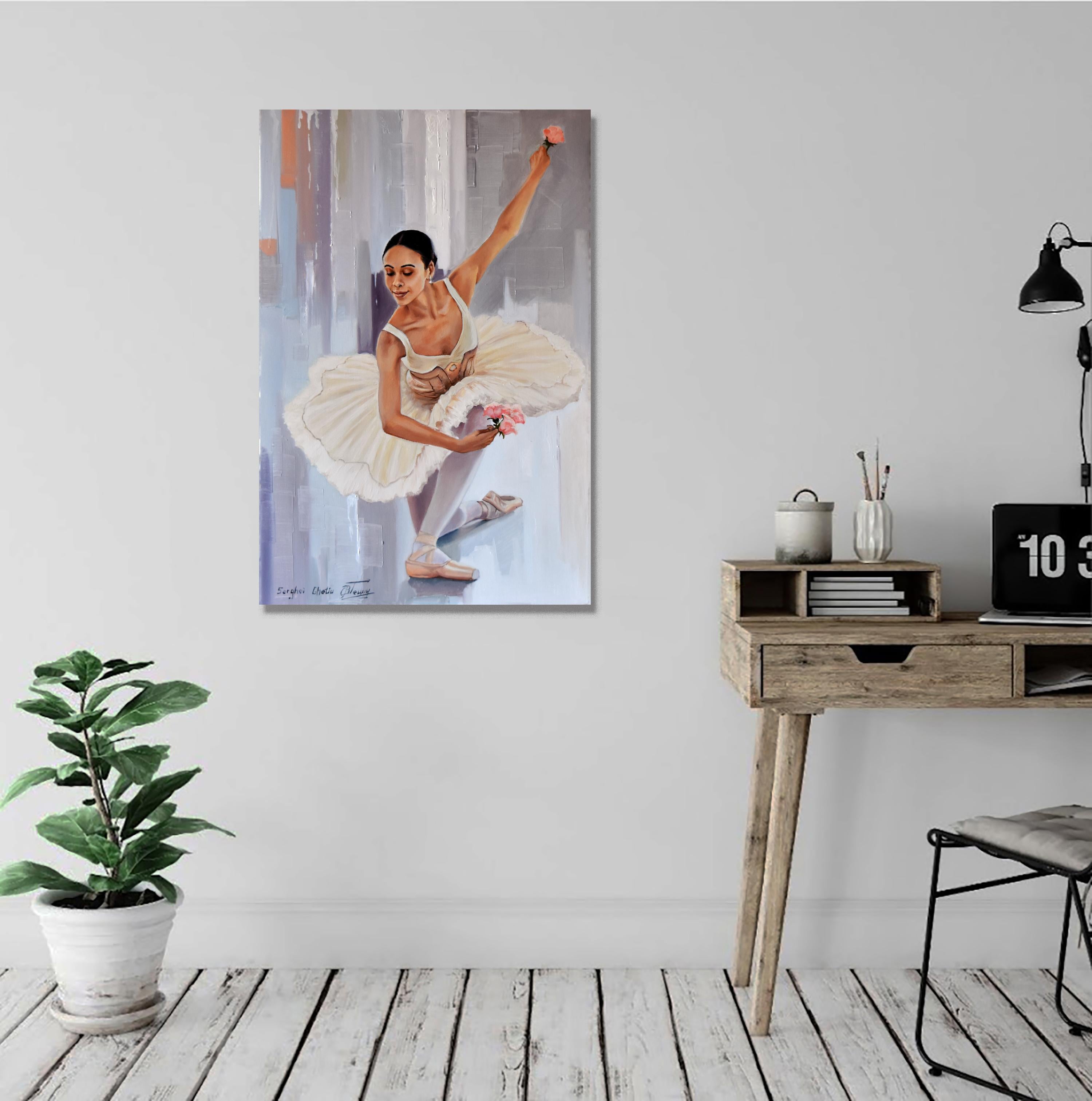 Tanzen mit Blumen – Painting von Serghei Ghetiu