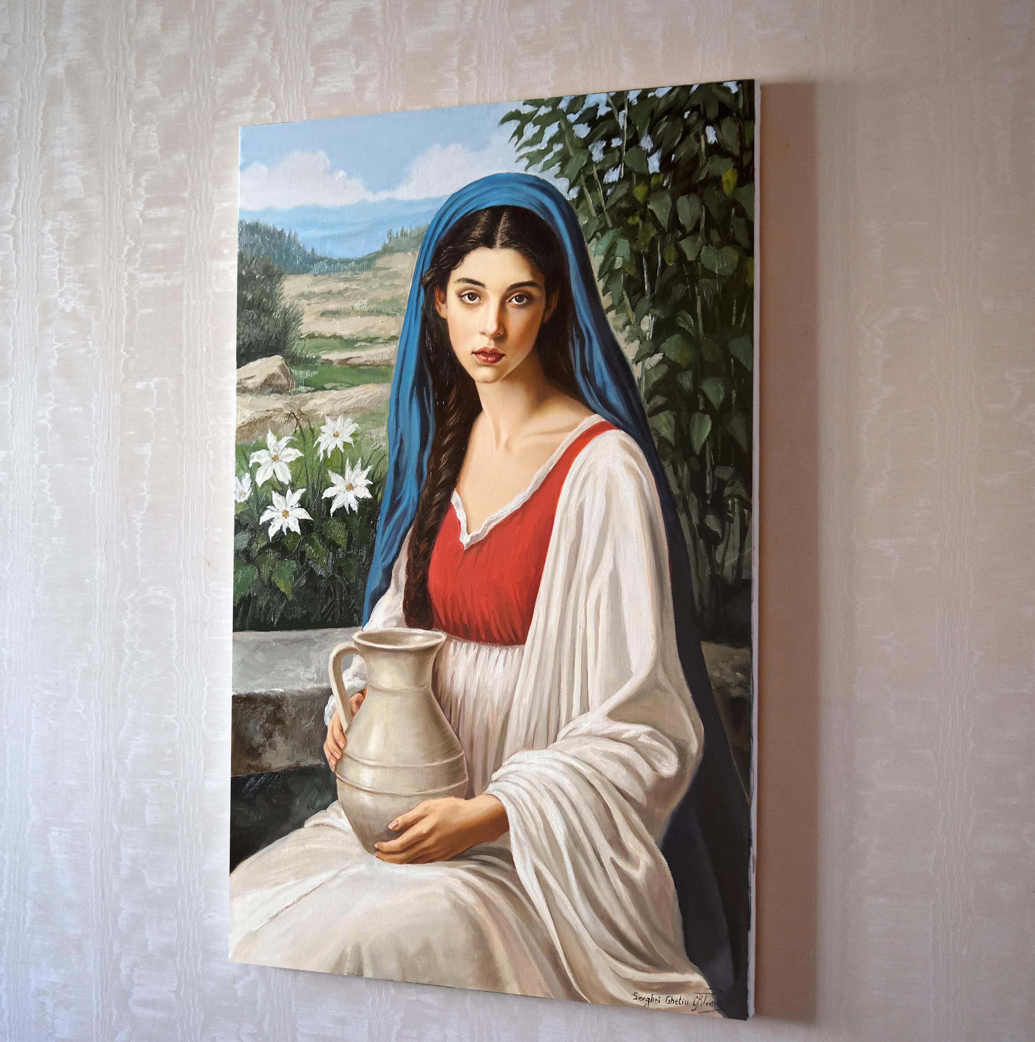 Madonna Mediterana - Figurative Painting Grigio di Serghei Ghetiu