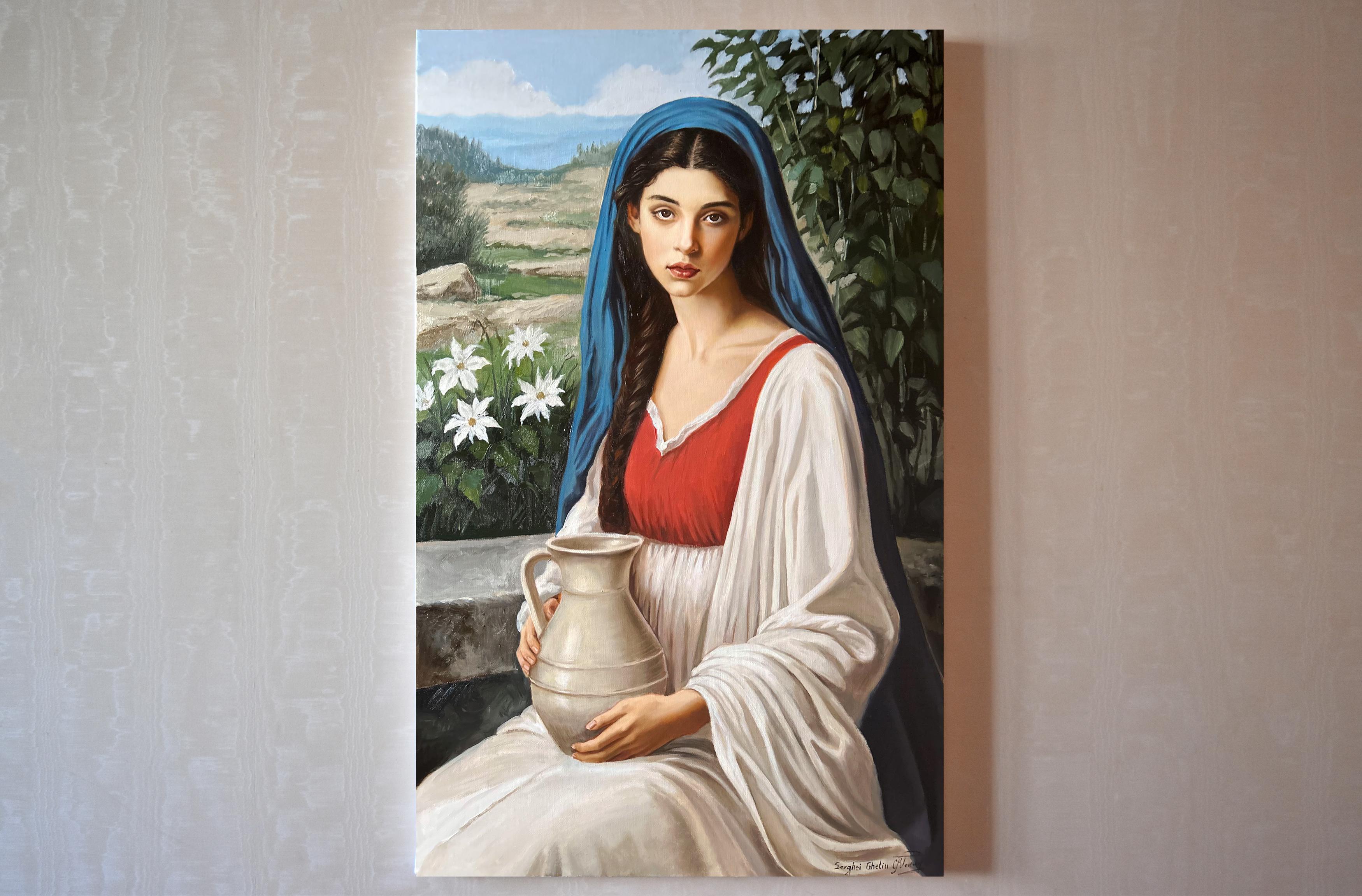 Madonna Mediterana

In questo dipinto ho cercato di catturare la bellezza e la serenità senza tempo di una donna in armonia con la natura. Il suo sguardo profondo e la forza sottile che emana rappresentano la resilienza e la grazia. I colori ricchi