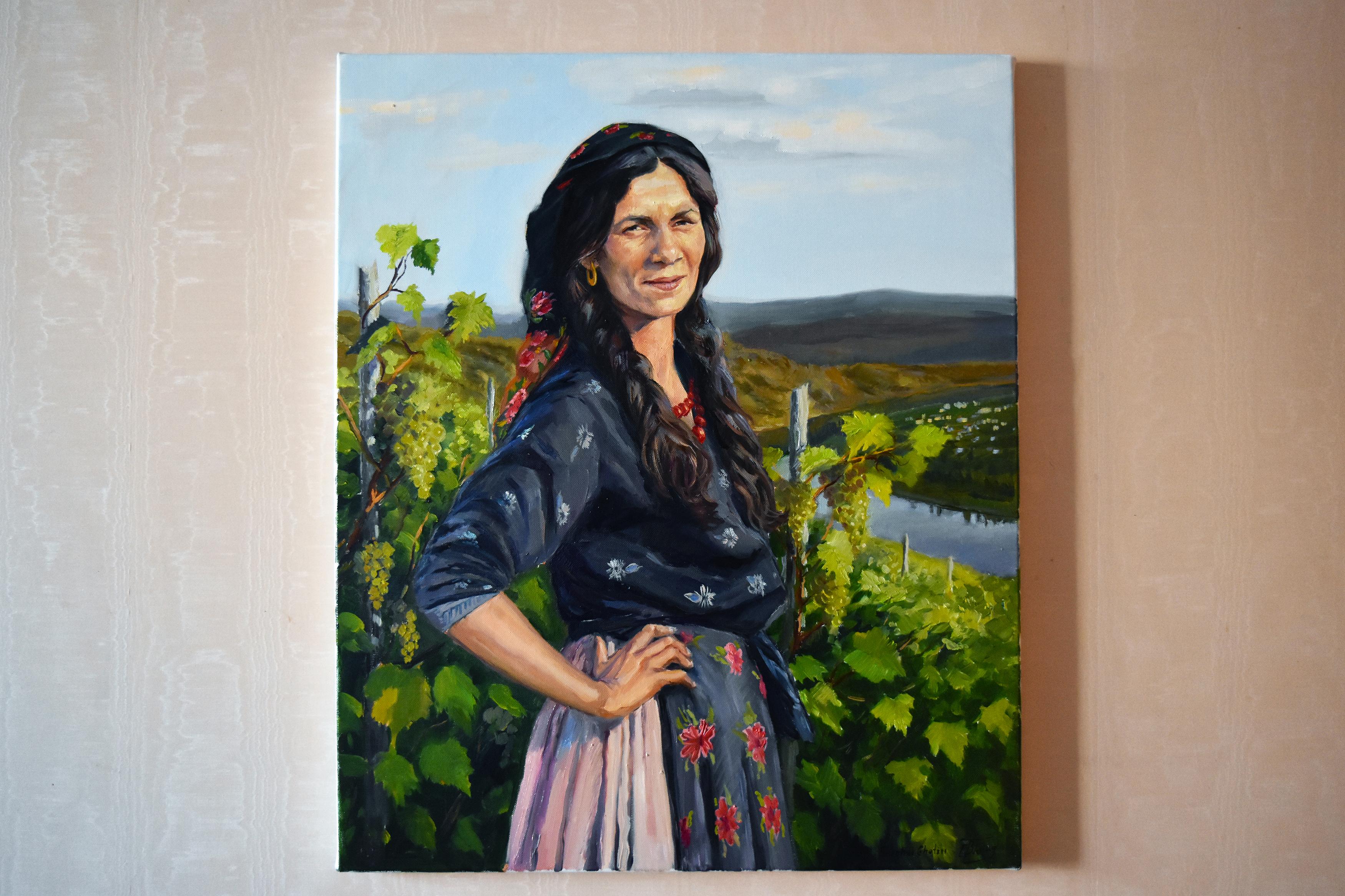 Portrait of a gypsy woman - Painting by Serghei Ghetiu
