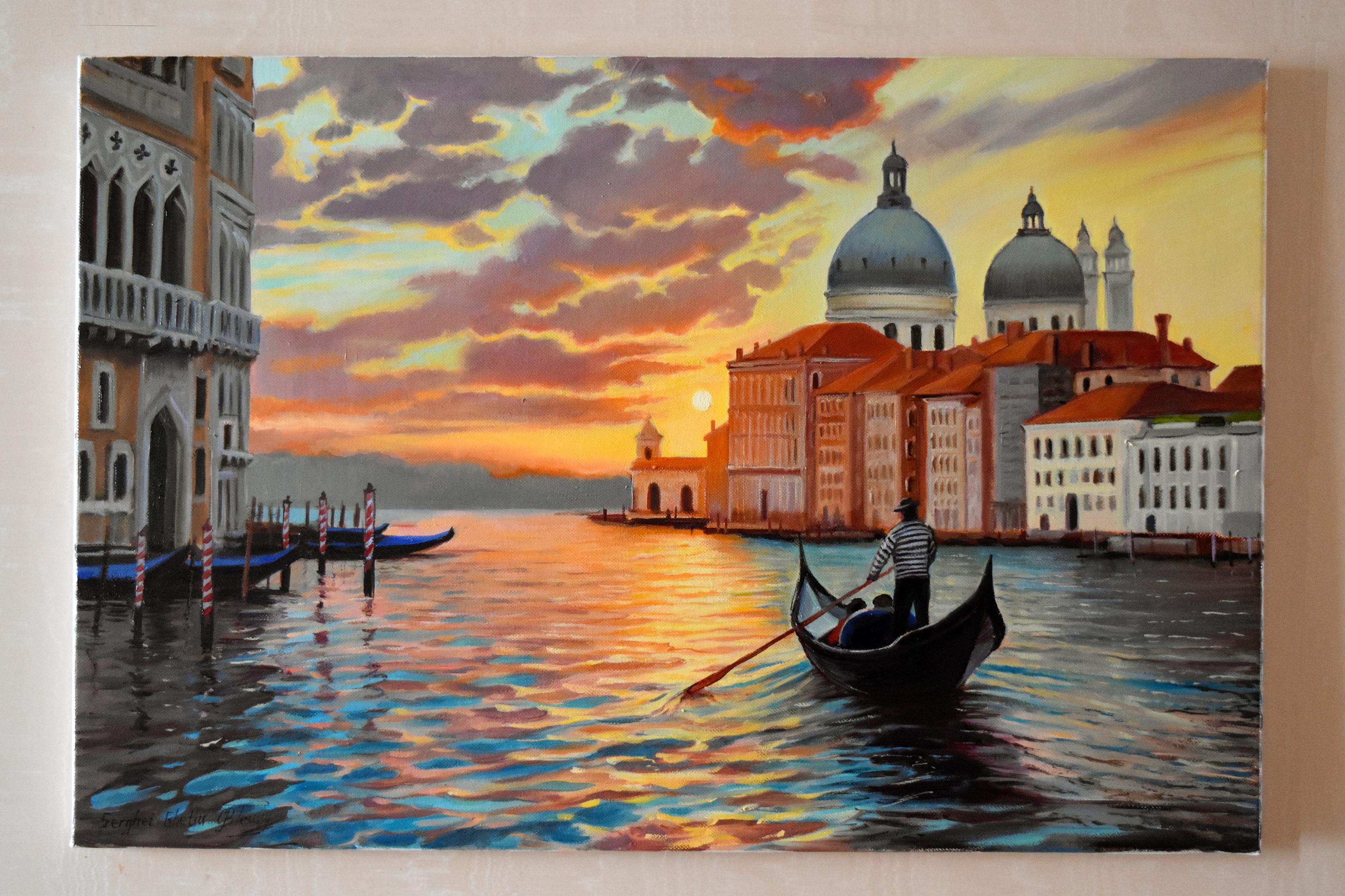 Puesta de sol en Venecia - Painting de Serghei Ghetiu