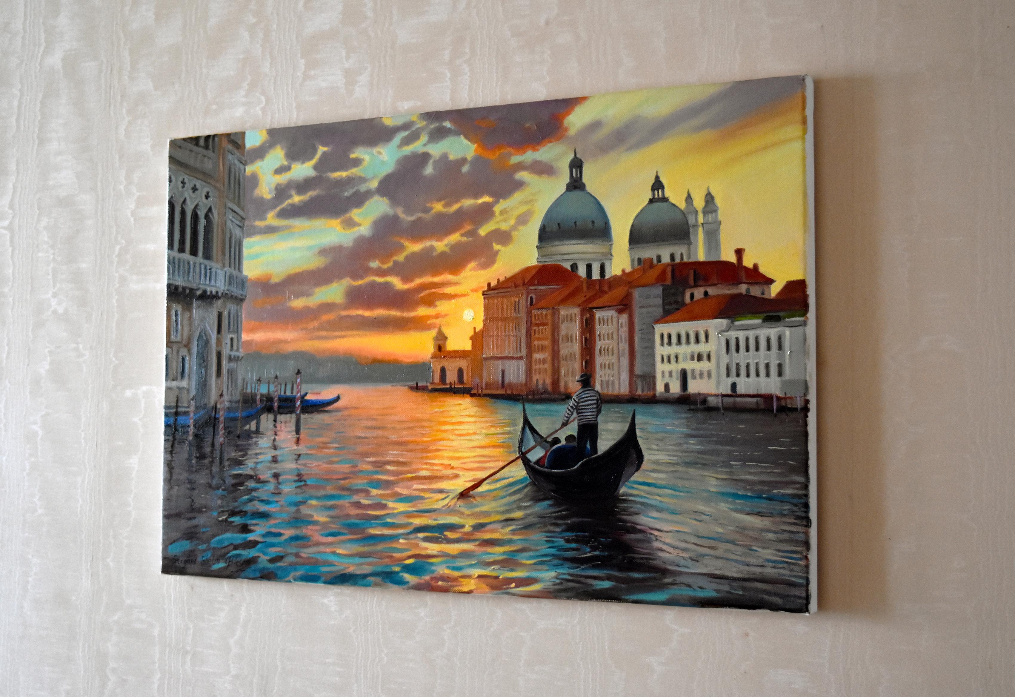 Puesta de sol en Venecia - Painting Impresionista de Serghei Ghetiu