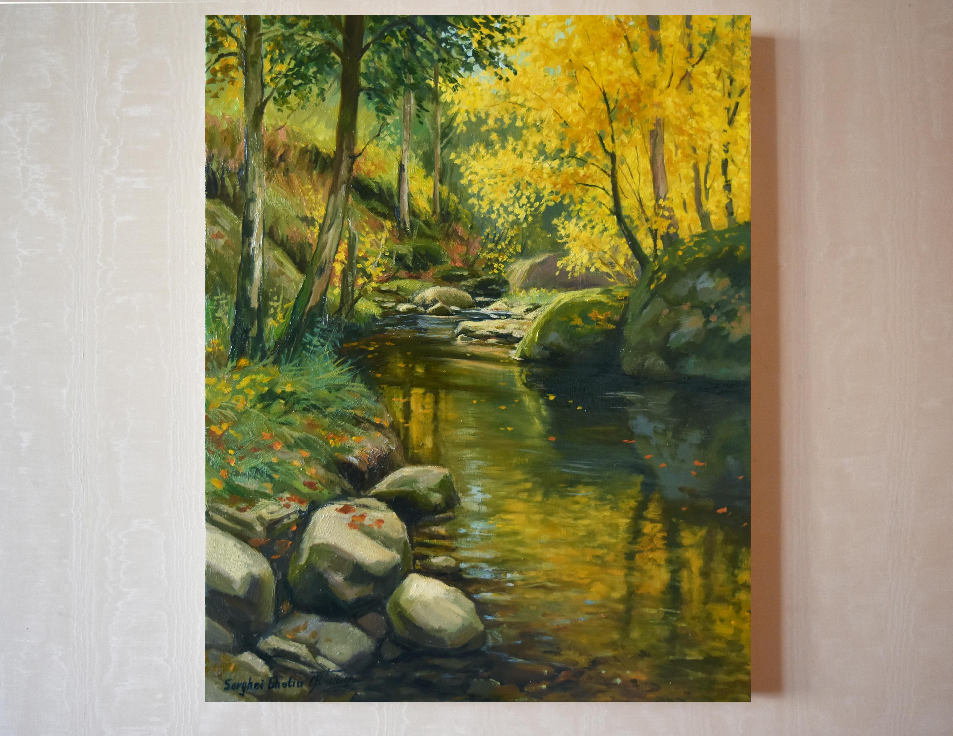 The autumn forest - Brown Landscape Painting by Serghei Ghetiu