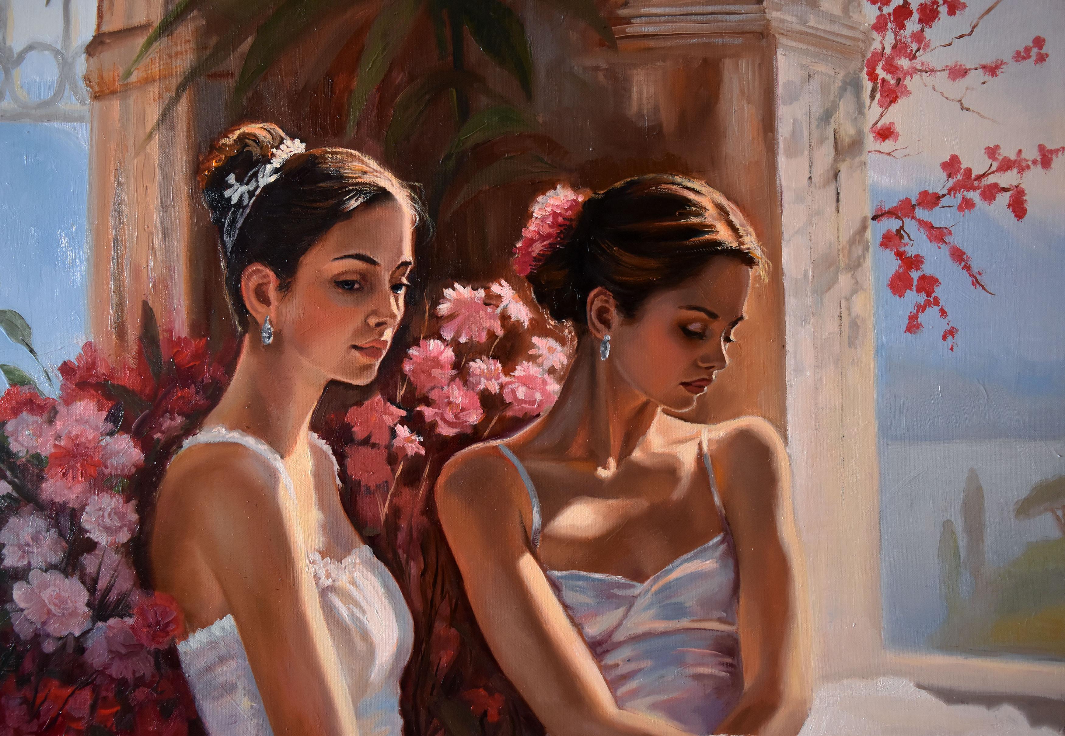 The ballet friends - American Realist Painting by Serghei Ghetiu