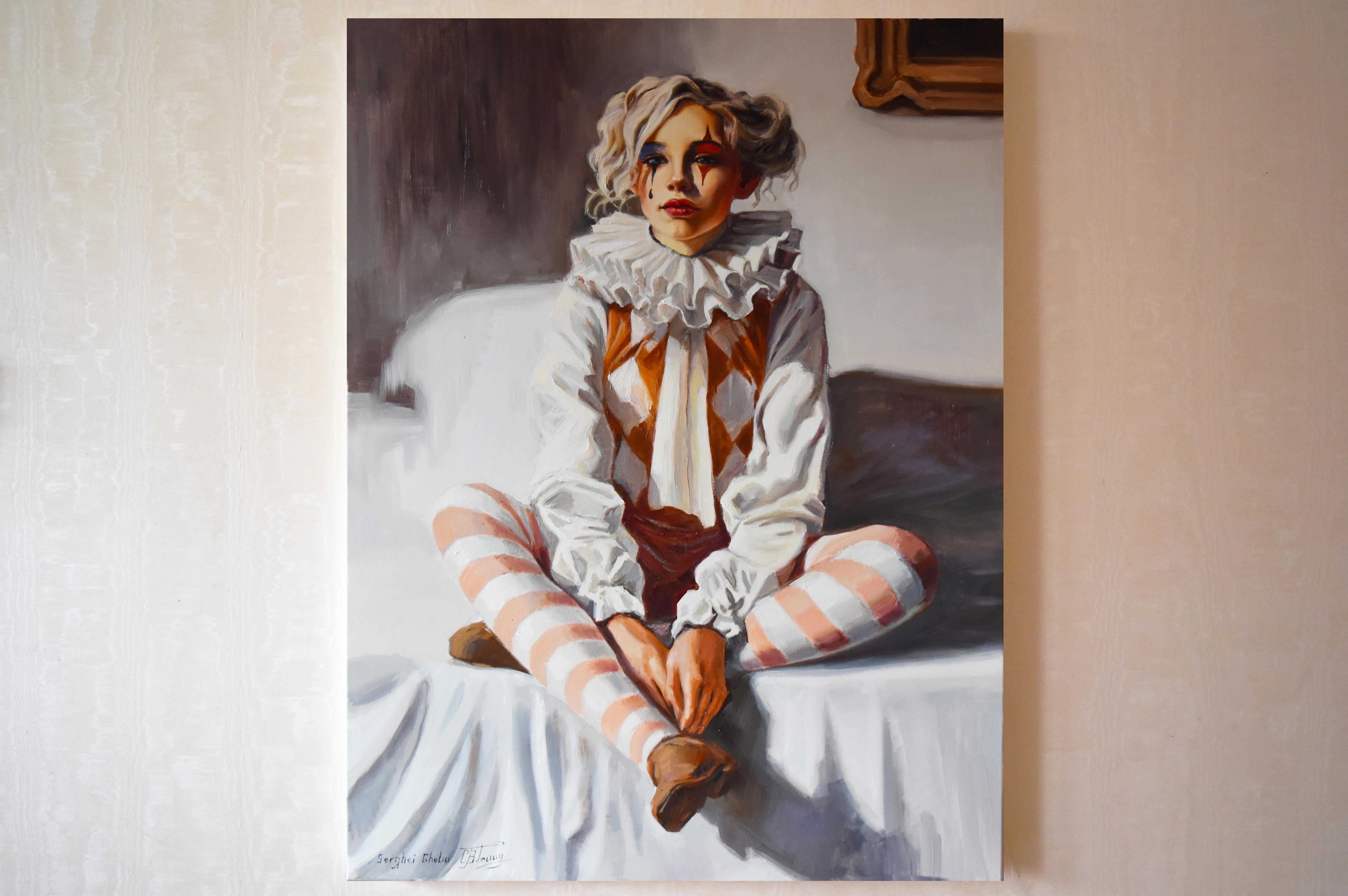 L'enfance de Harley Quinn - Réalisme Painting par Serghei Ghetiu