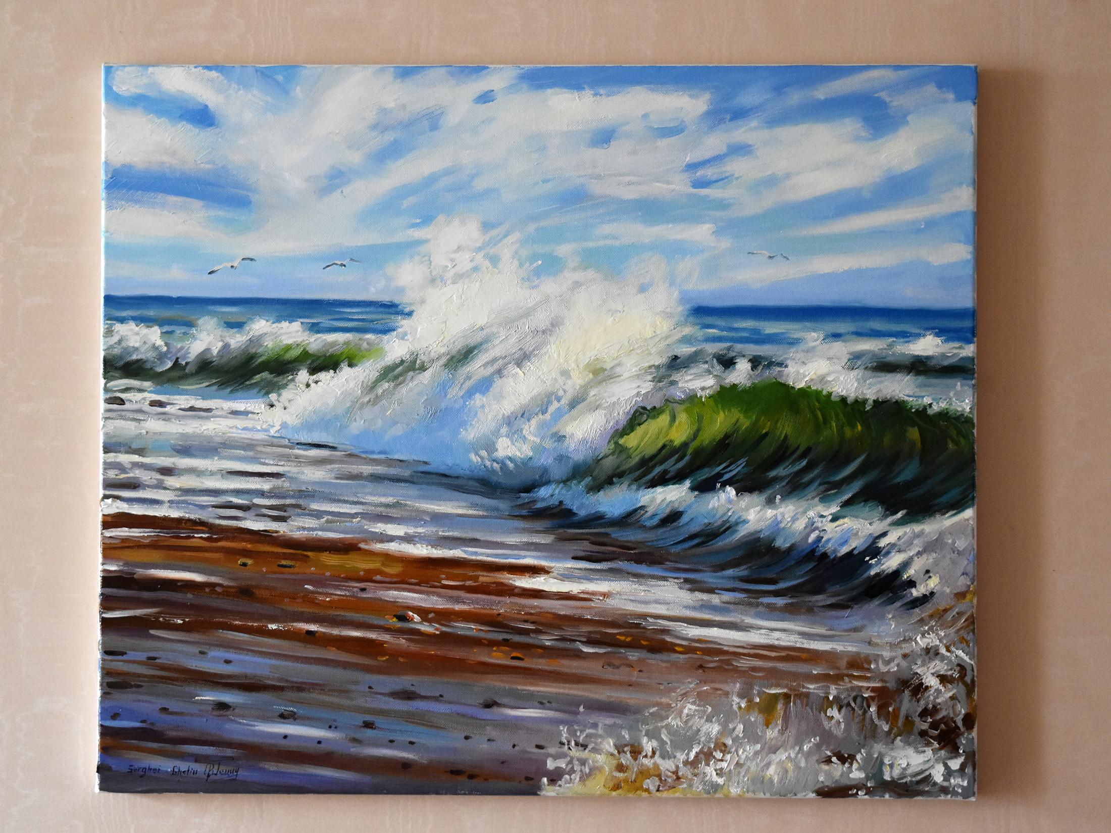 The crazy stormy sea - Impressionist Painting by Serghei Ghetiu
