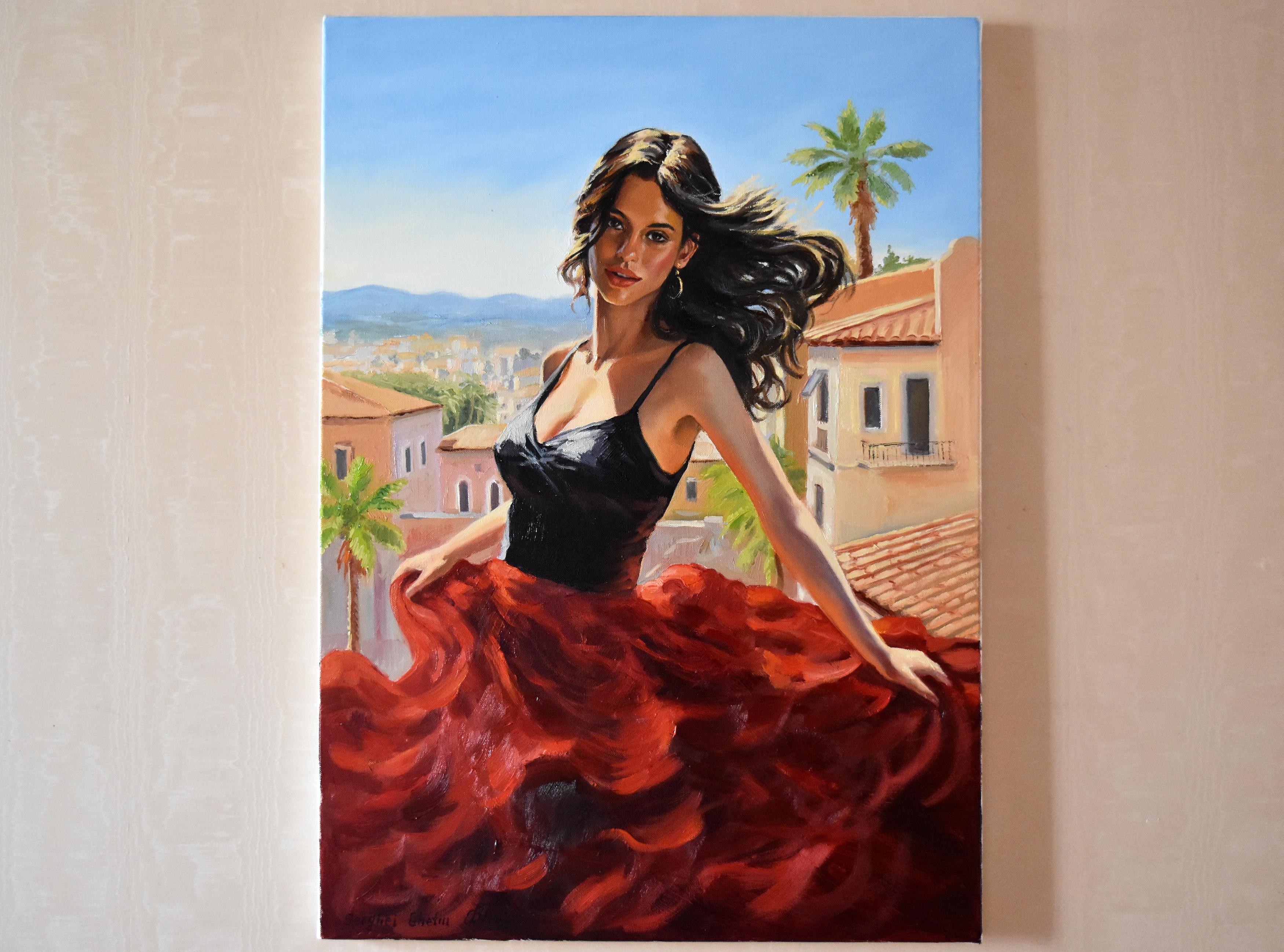 The Flamenco woman - Painting by Serghei Ghetiu
