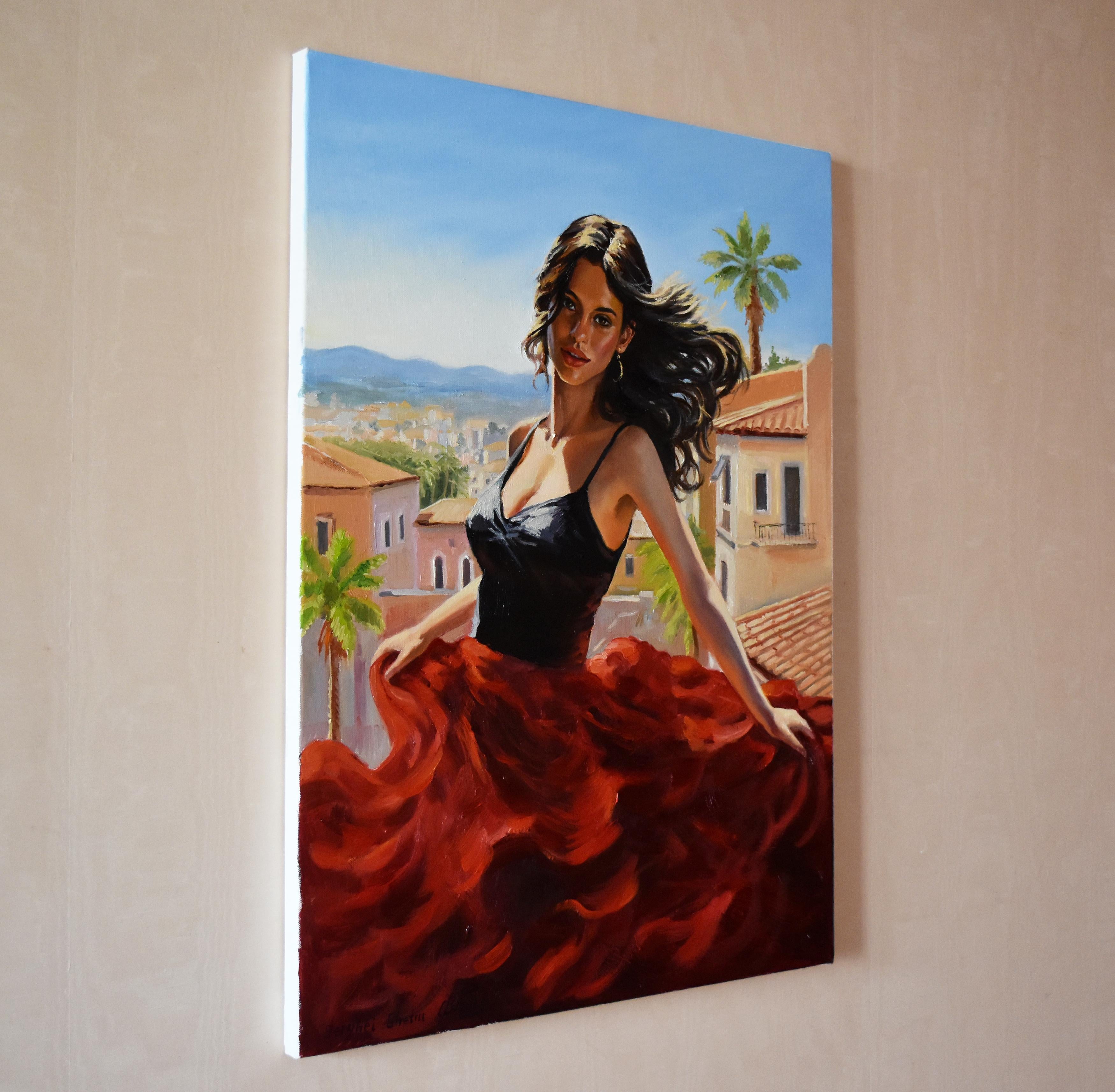 The Flamenco woman - Realist Painting by Serghei Ghetiu