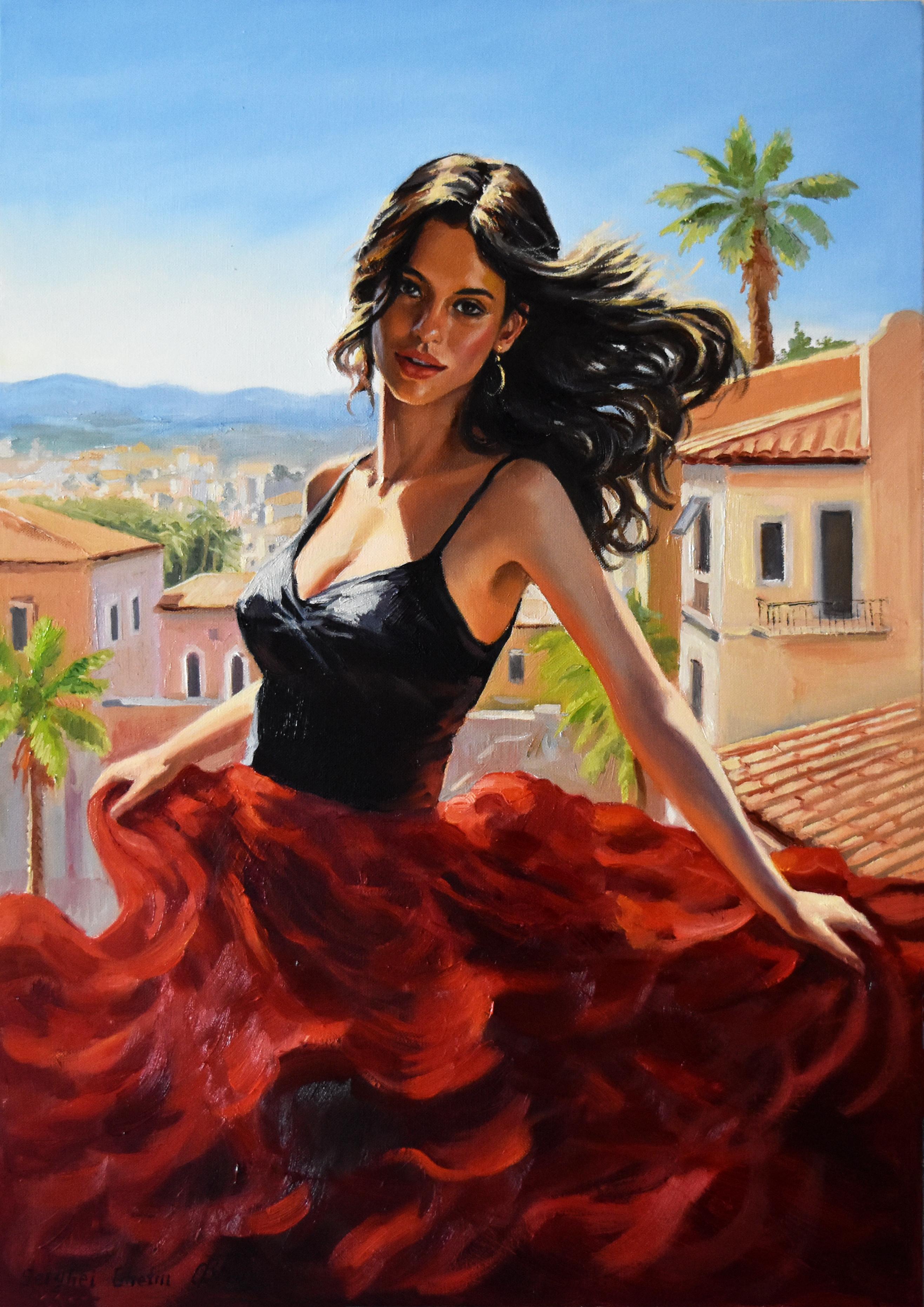 Serghei Ghetiu Figurative Painting - The Flamenco woman