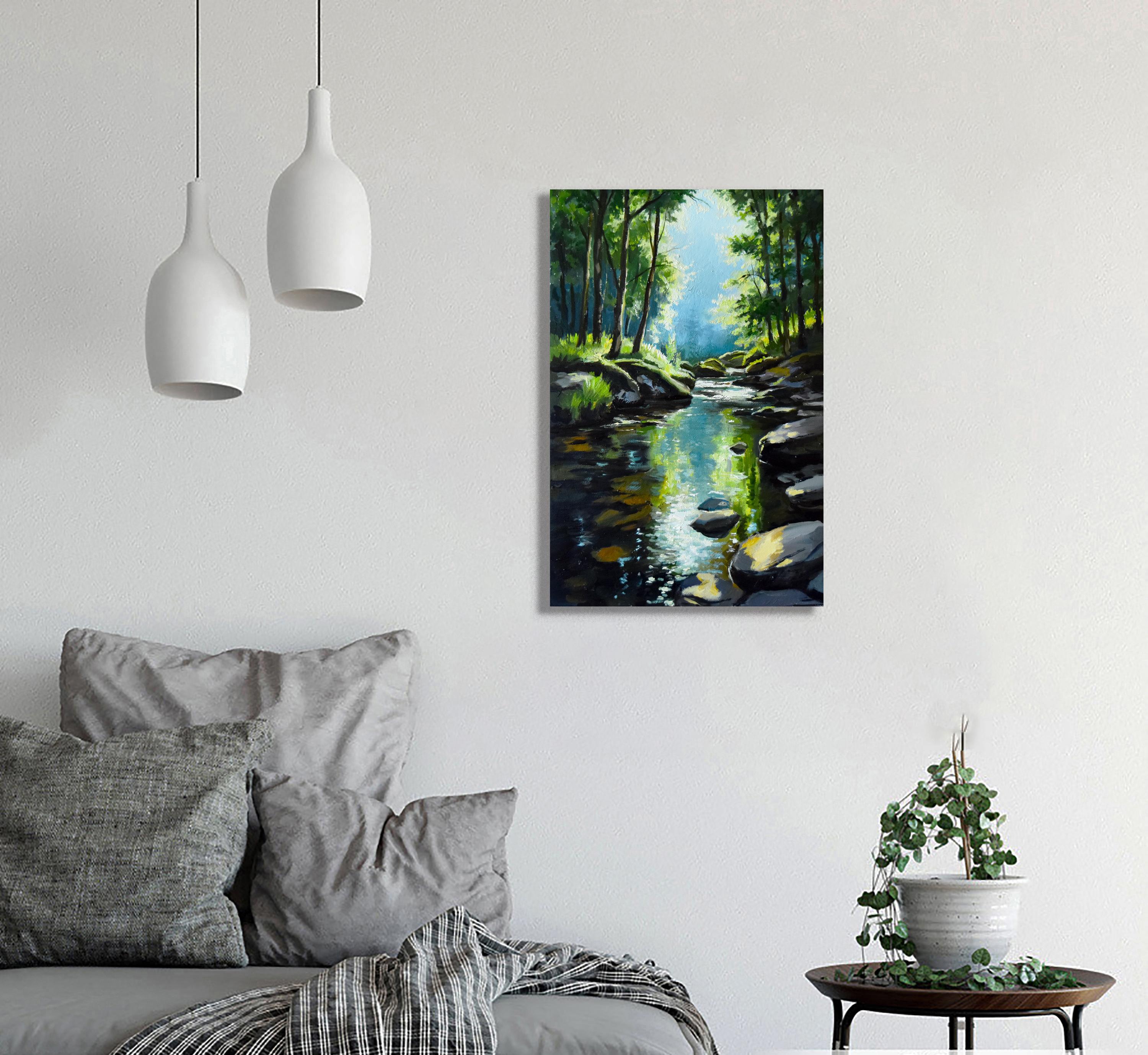 Der Waldflusss – Painting von Serghei Ghetiu