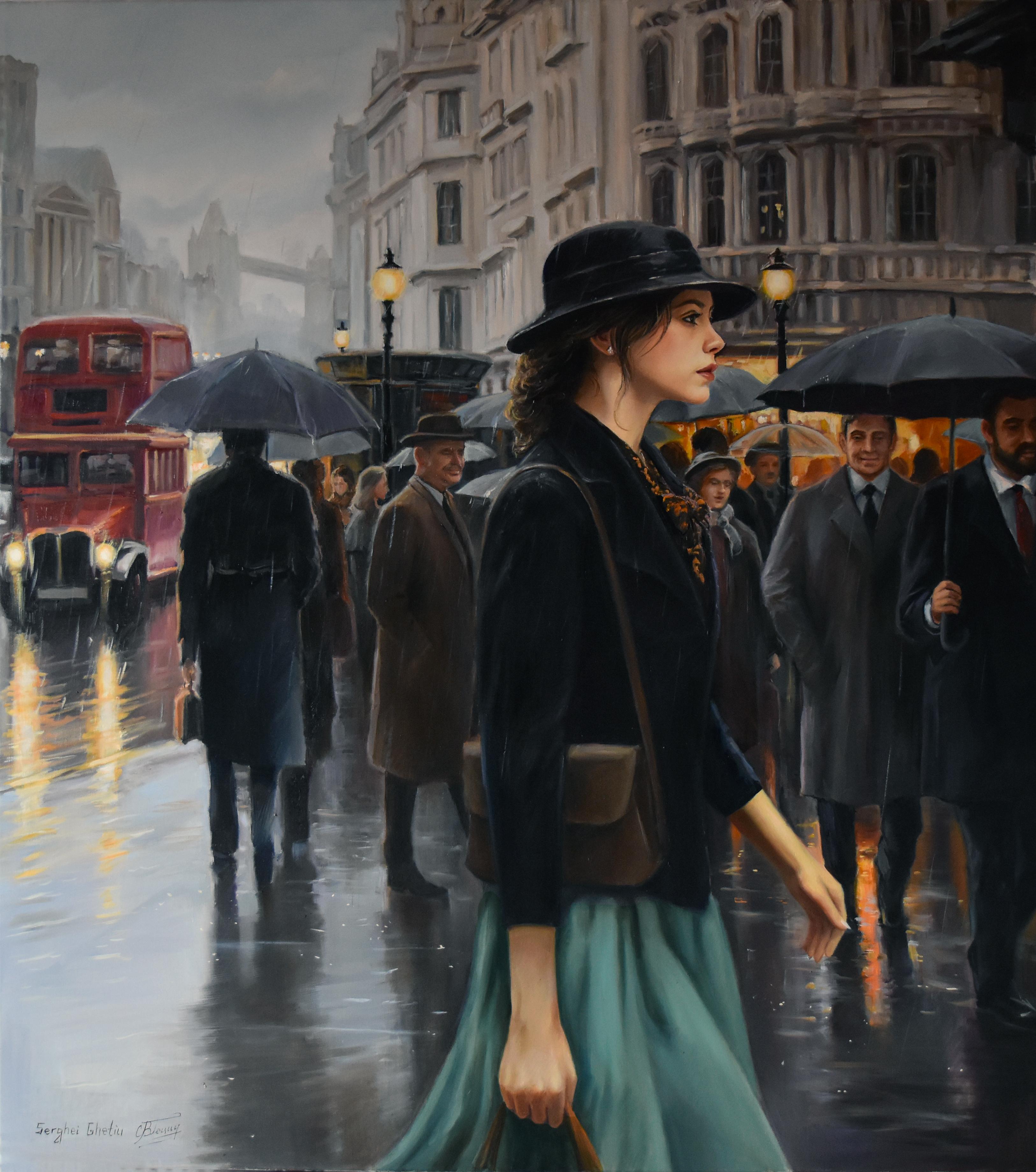 Figurative Painting de Serghei Ghetiu - El ambiente londinense