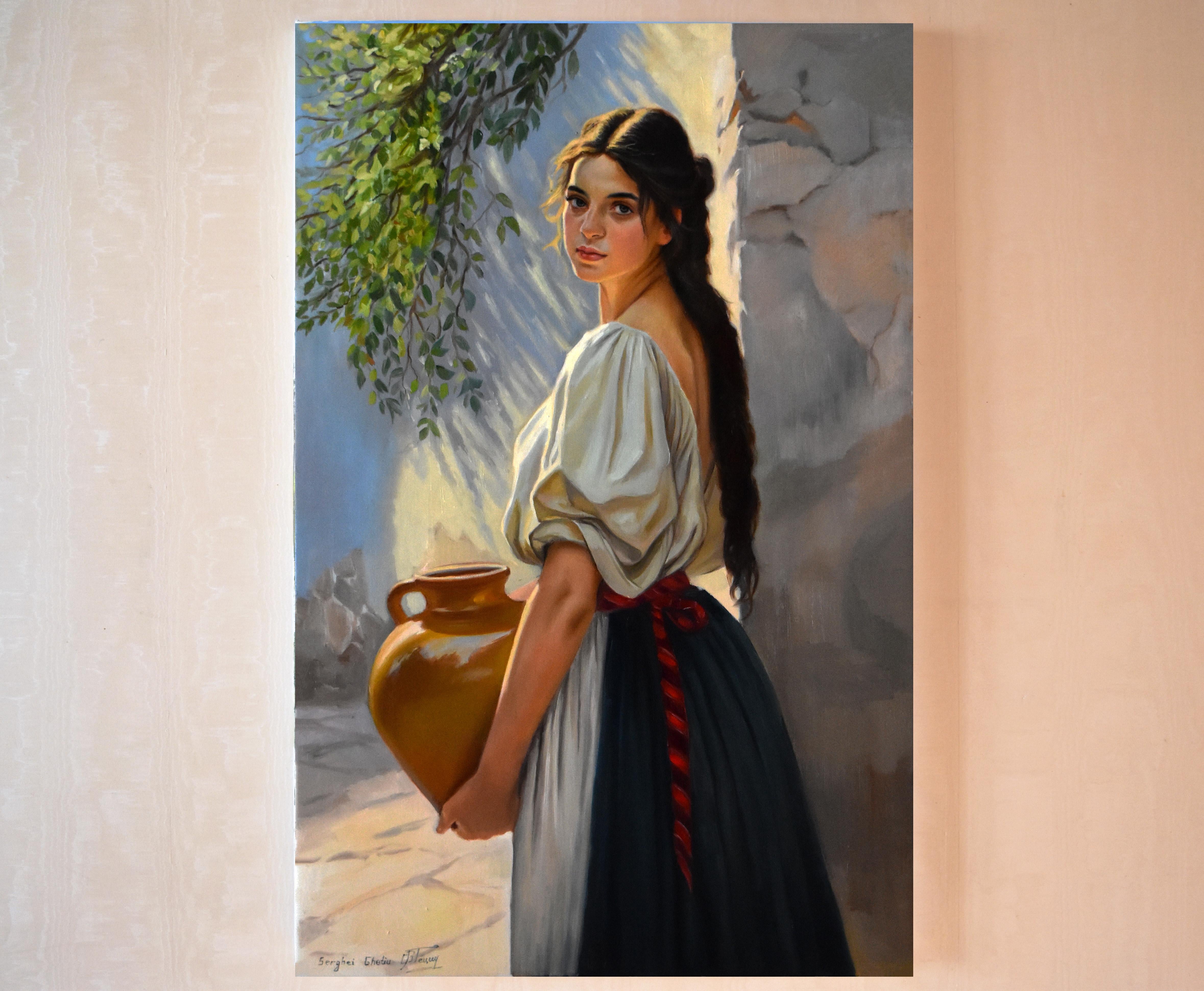 Das mediterrane Mädchen II – Painting von Serghei Ghetiu