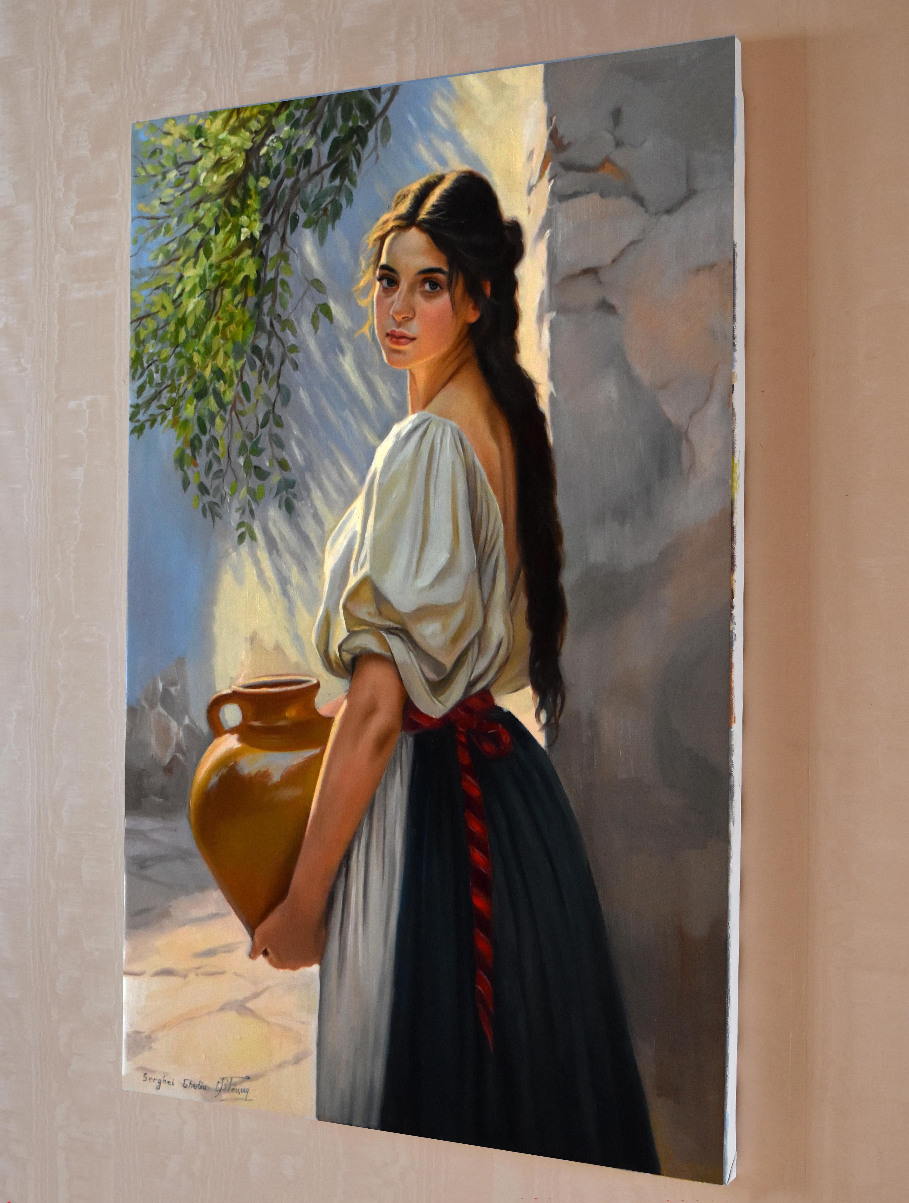 The Mediterranean girl II - Realist Painting by Serghei Ghetiu