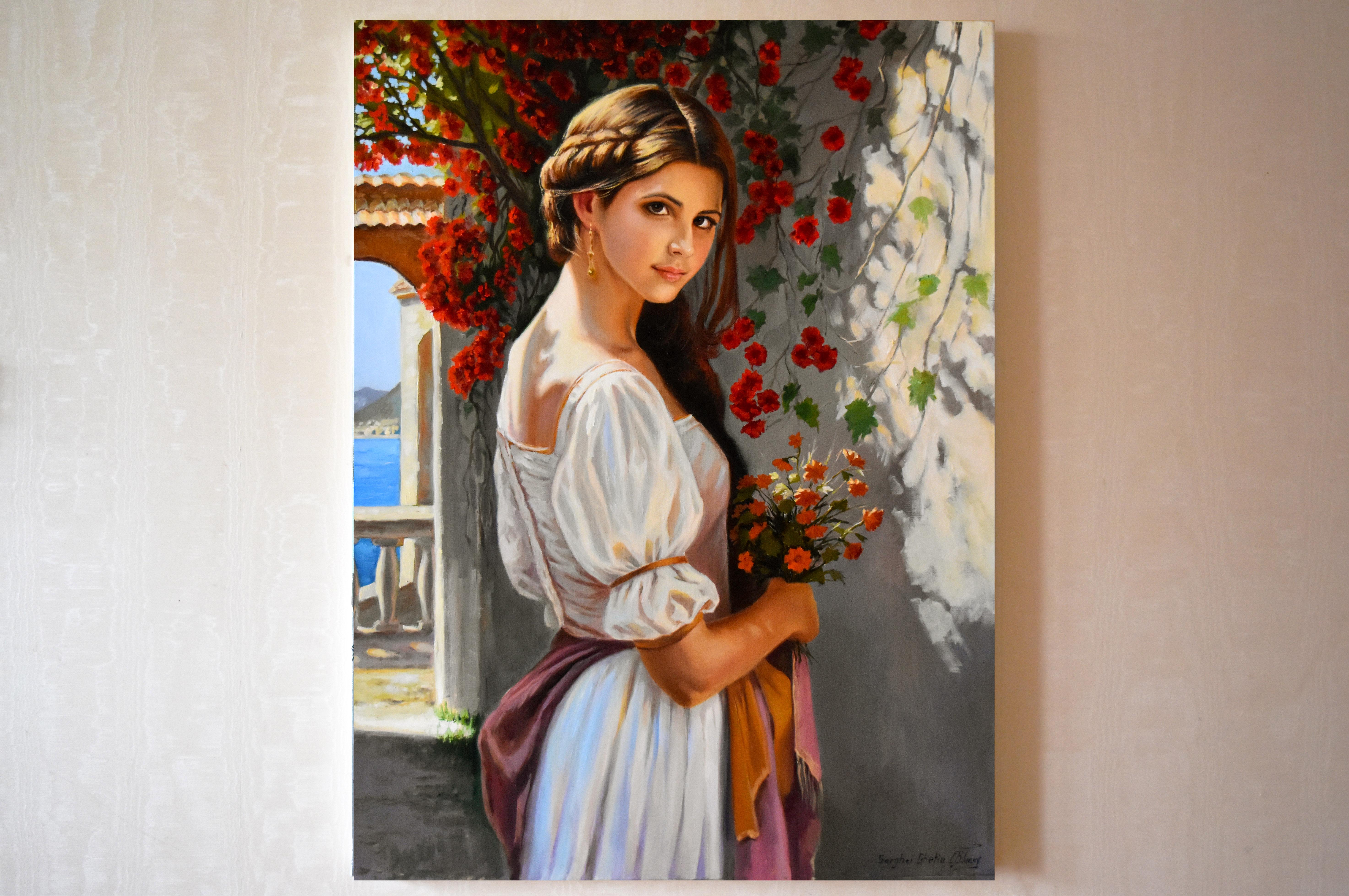 The Mediterranean girl III - Brown Figurative Painting by Serghei Ghetiu
