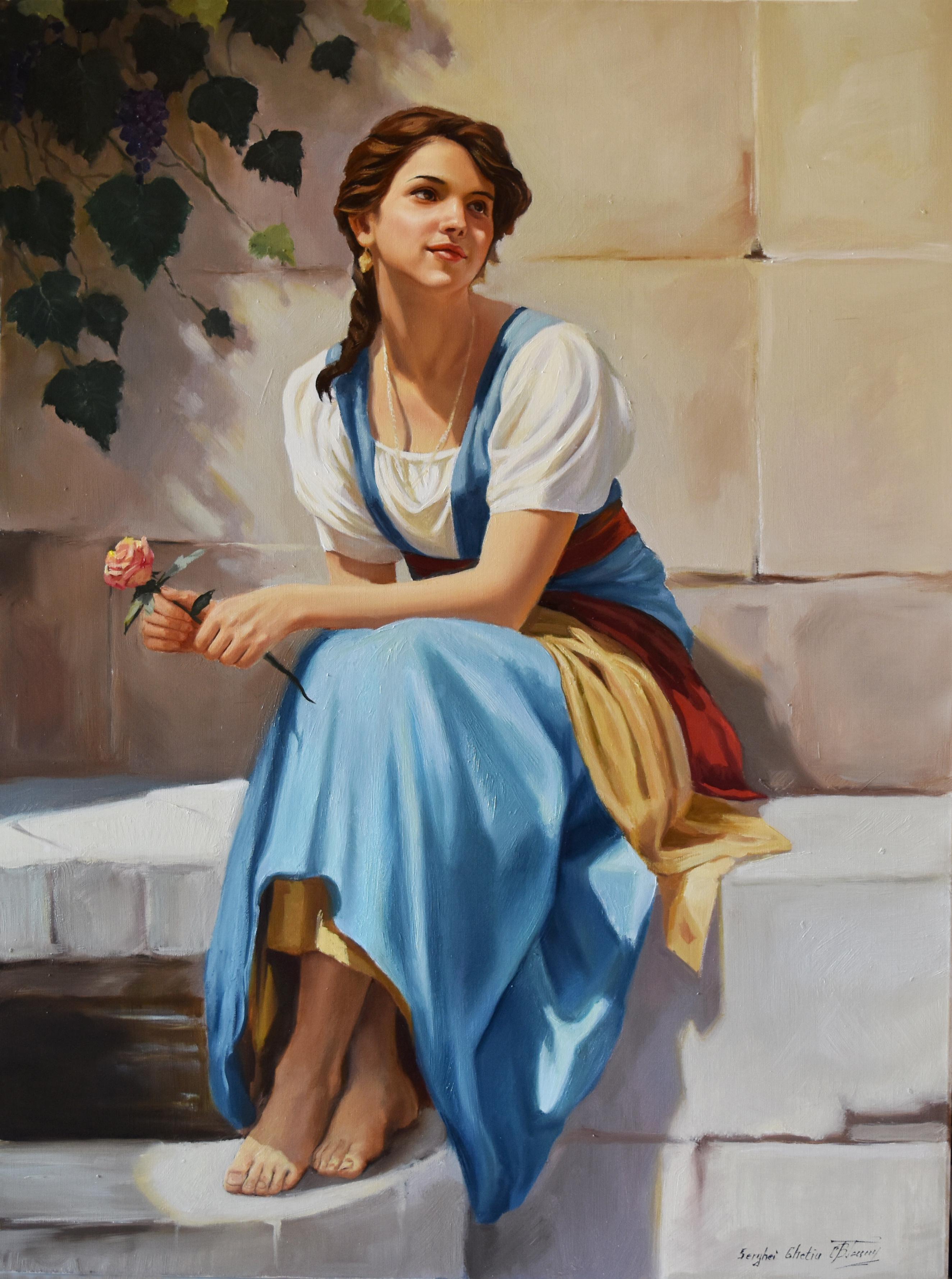 Serghei Ghetiu Figurative Painting – Das Mittelmeermädchen IV