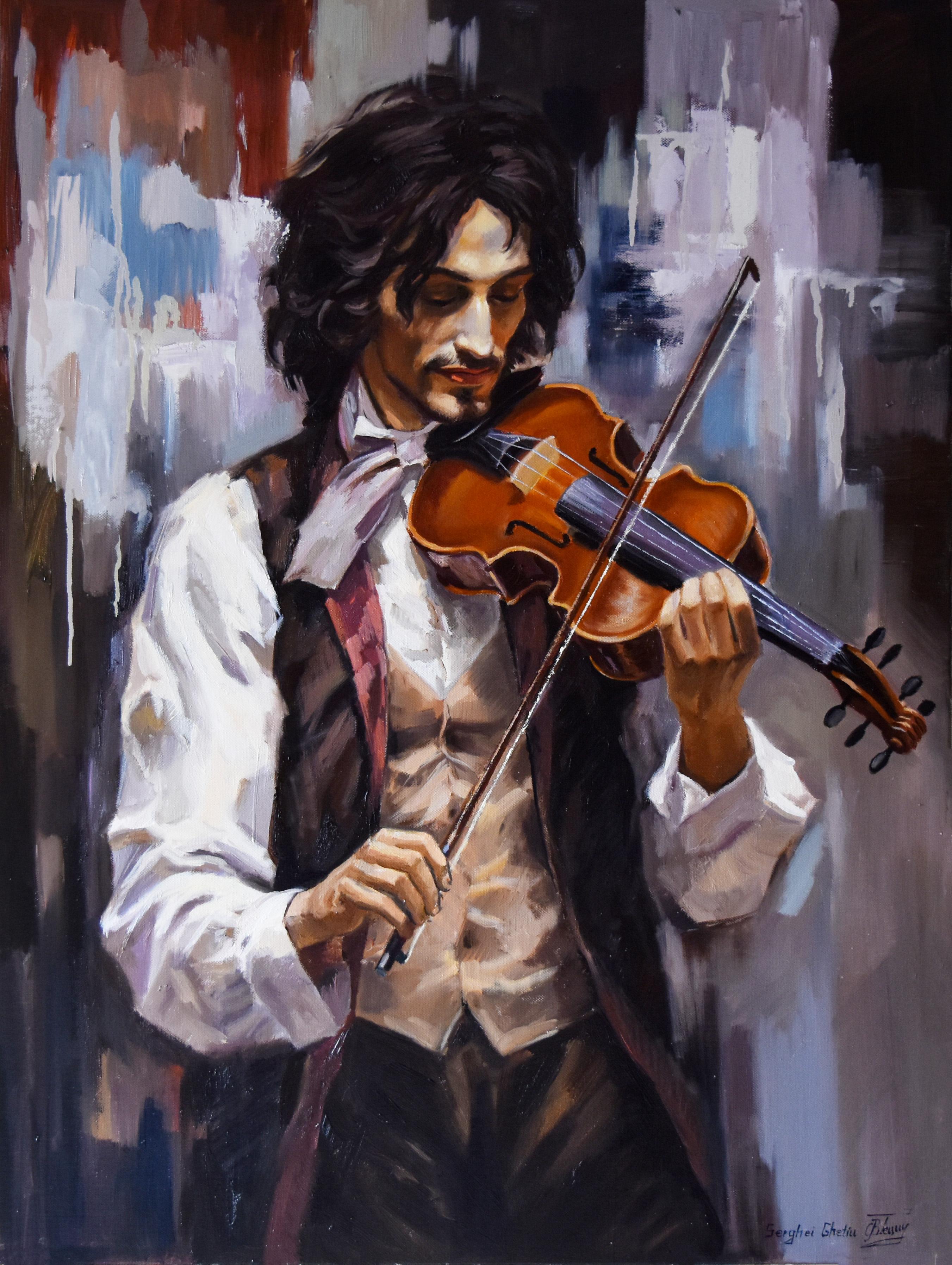Serghei Ghetiu Figurative Painting - The passion of Niccolò Paganini 